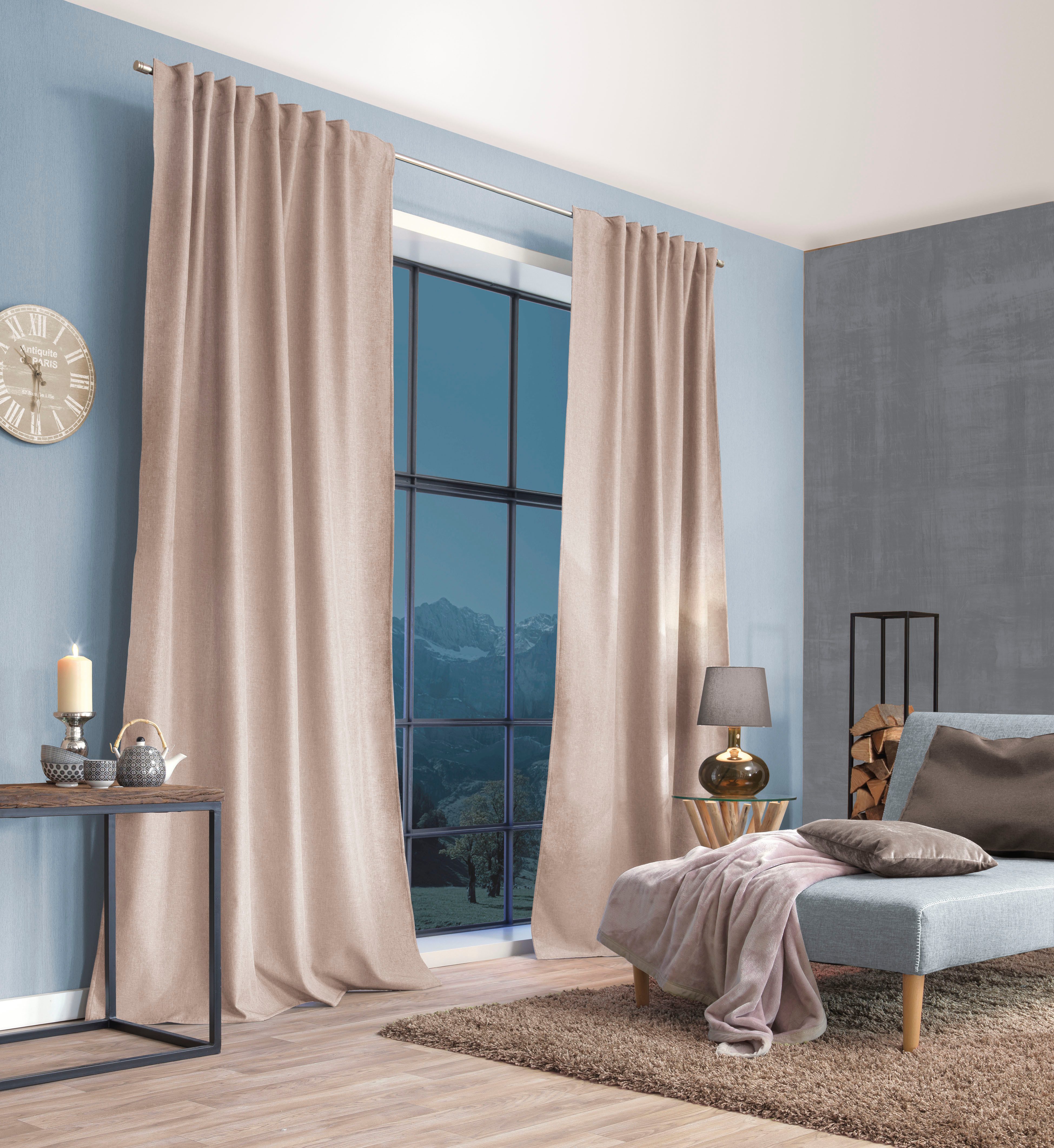 HOME WOHNIDEEN Gordijn PELLU THERMOCHENILLE, UNI (1 stuk) kant & klaar gordijnen maat 1 beige