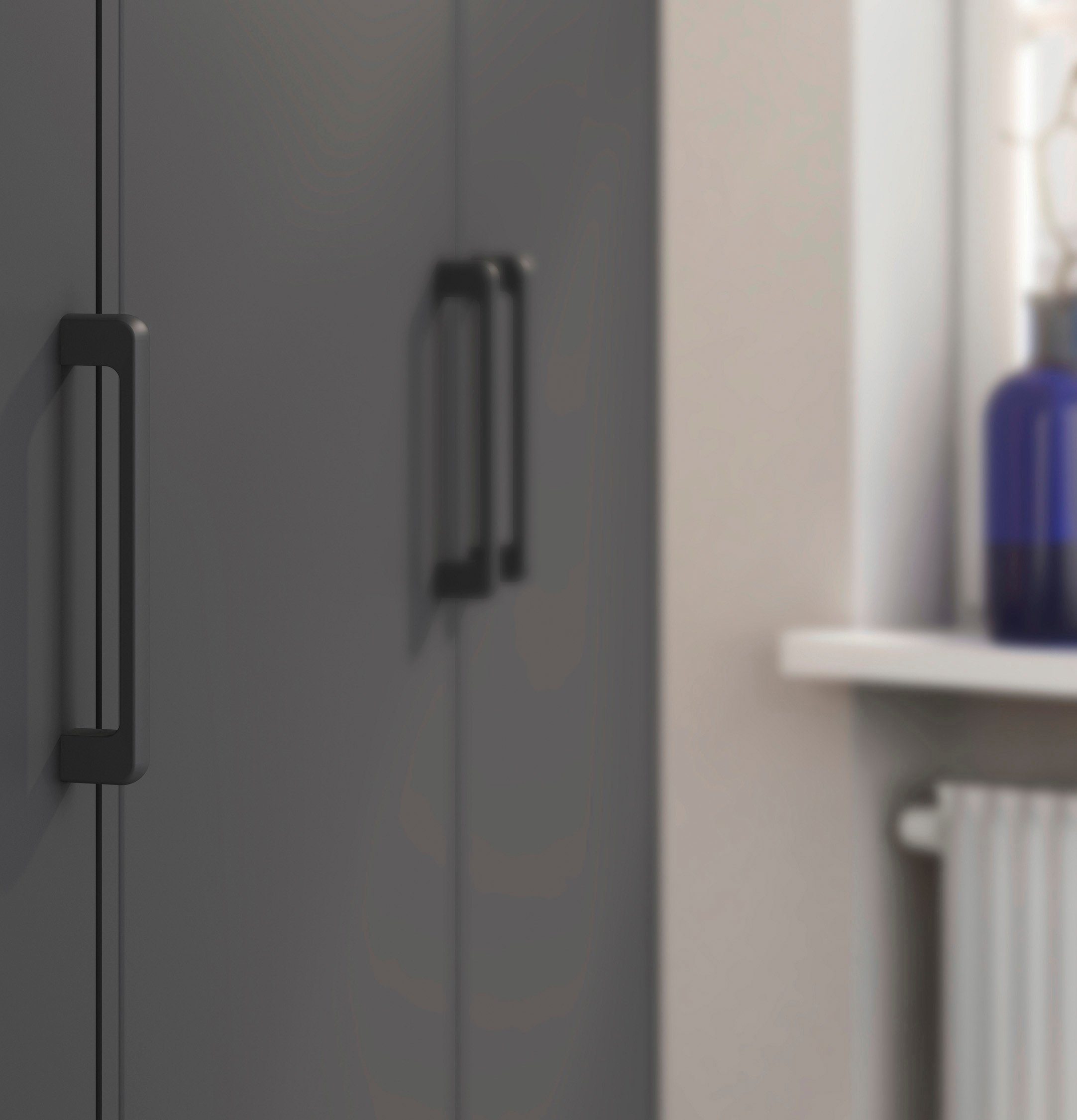 rauch Draaideurkast Kledingkast kast garderobe linnenkast VOYAGER moderne grepen in grijs metallic met buitenlades made in germany