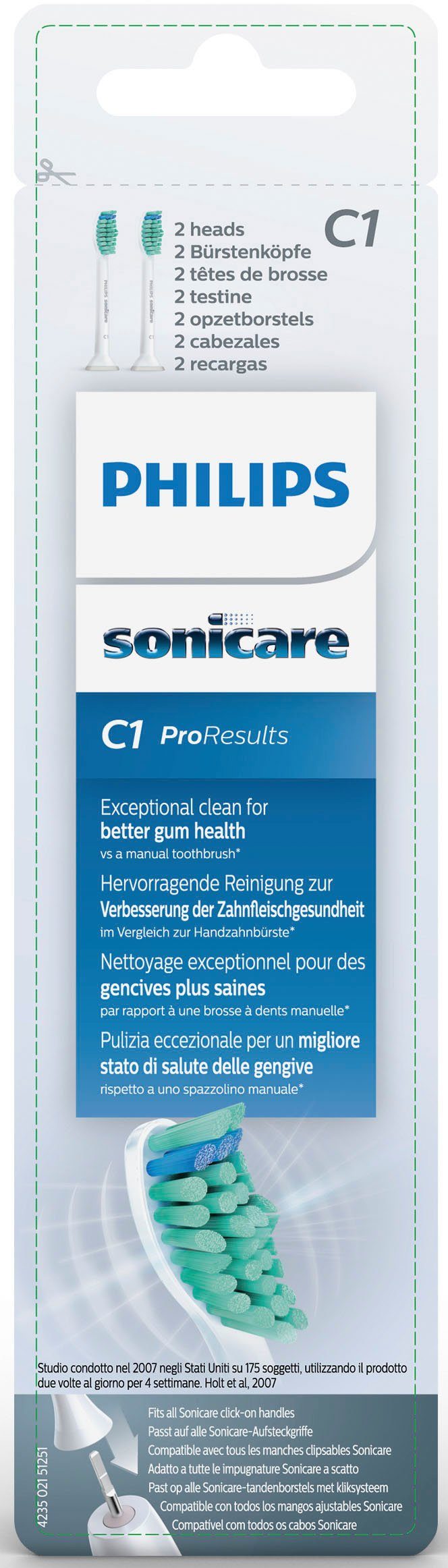 Philips Sonicare Opzetborsteltjes ProResults Standard Standaardgrootte, met geheugenborstels