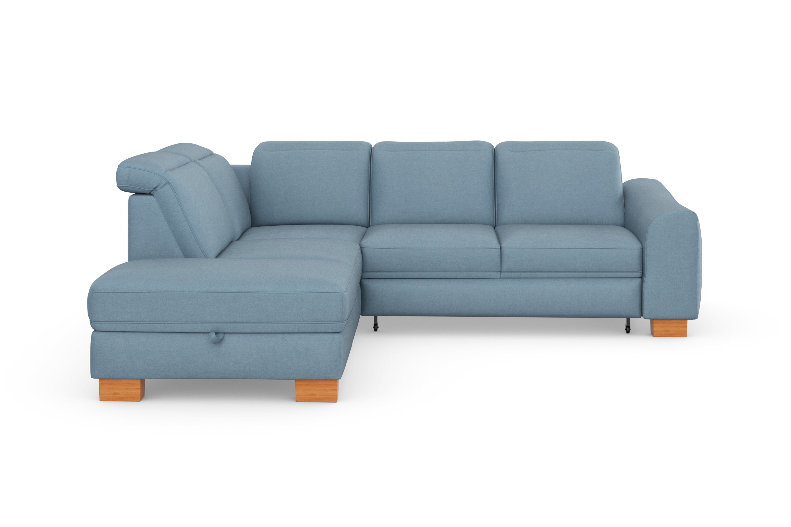 sit&more Hoekbank Dundee L-vorm met binnenvering en massief houten poten, naar keuze met verstelbare hoofdsteun