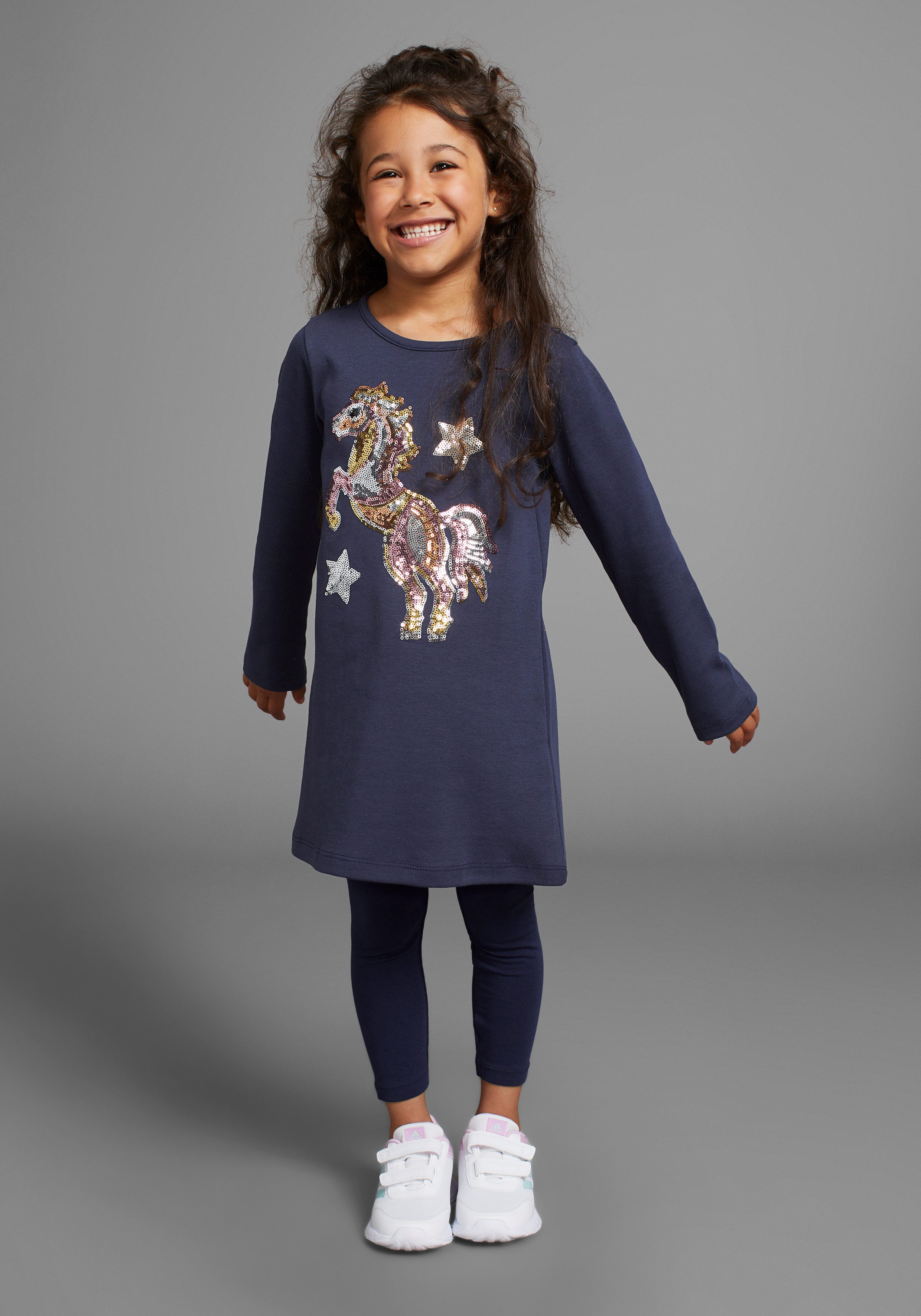 KIDSWORLD Shirt met lange mouwen Paard Lange mouwen uitlopende snit bedrukt ronde hals