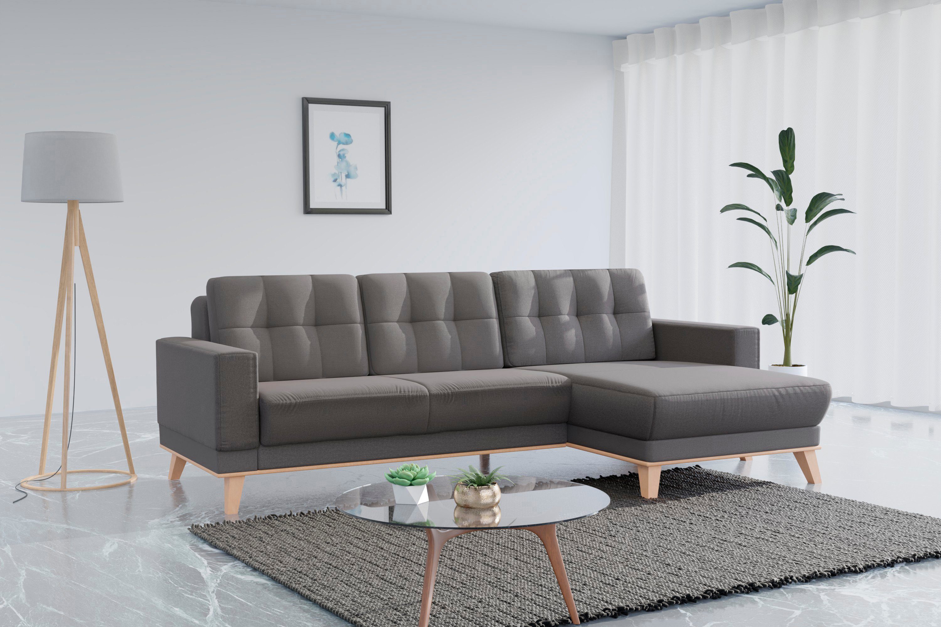 sit&more Hoekbank Lavida L-vorm naar keuze met kantelfunctie en bedkist grijs, hoekbanken, 3 rugkussens-belastbaar tot 495 kg-zonder bedkist-zonder