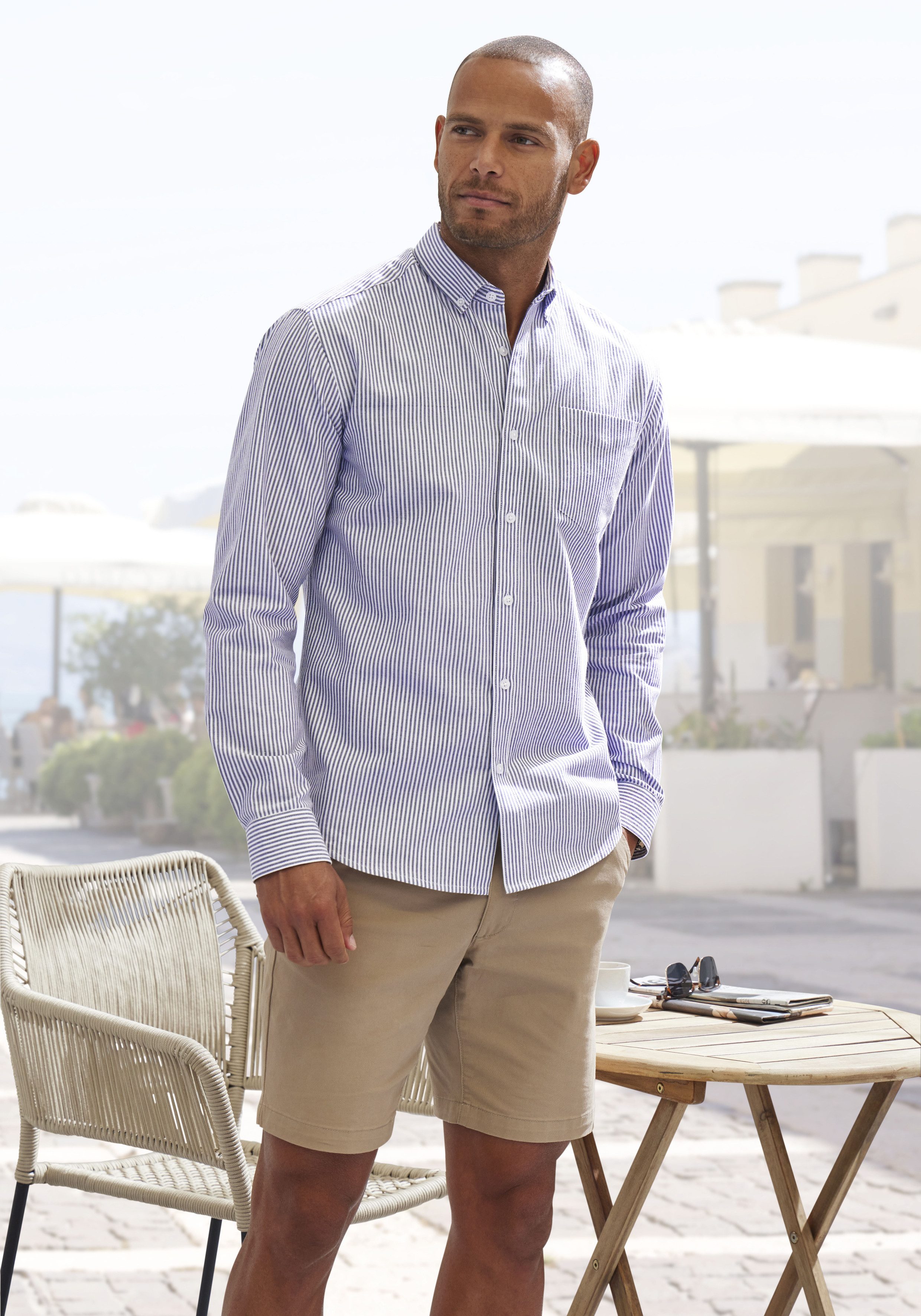 H.I.S Overhemd met lange mouwen Regular fit Oxford overhemd langarm met button-down-kraag van 100% katoen