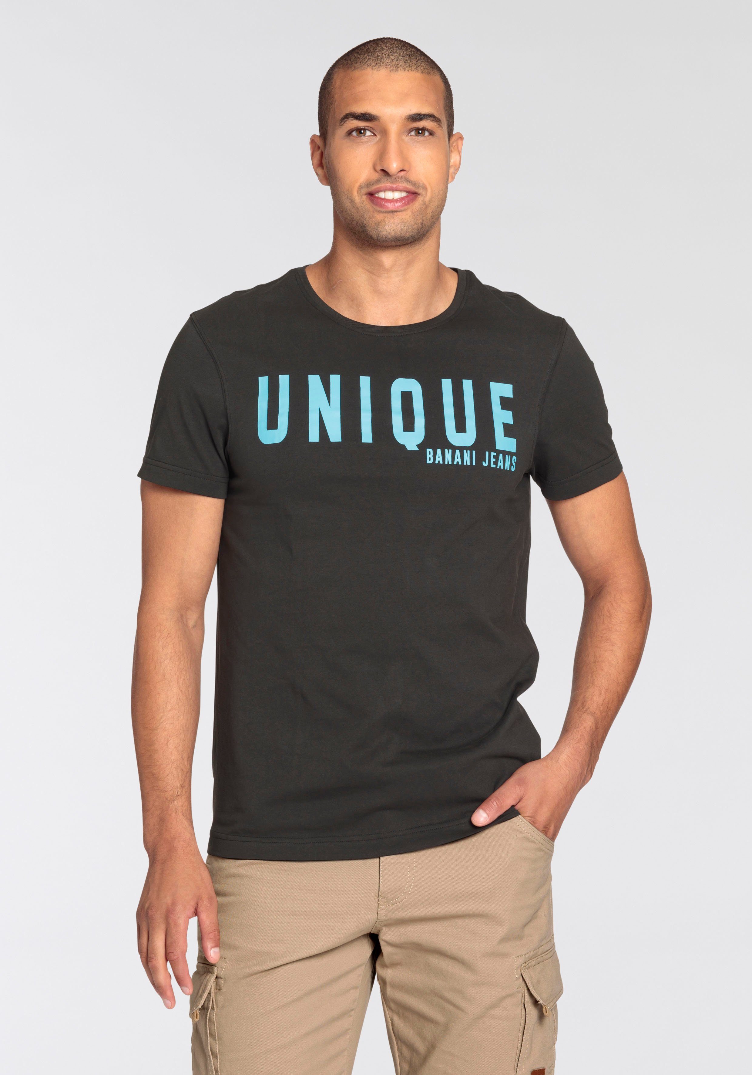 Bruno Banani T-shirt smal gesneden, met logoprints, ronde hals heren t-shirts maat L (52/54) zwart
