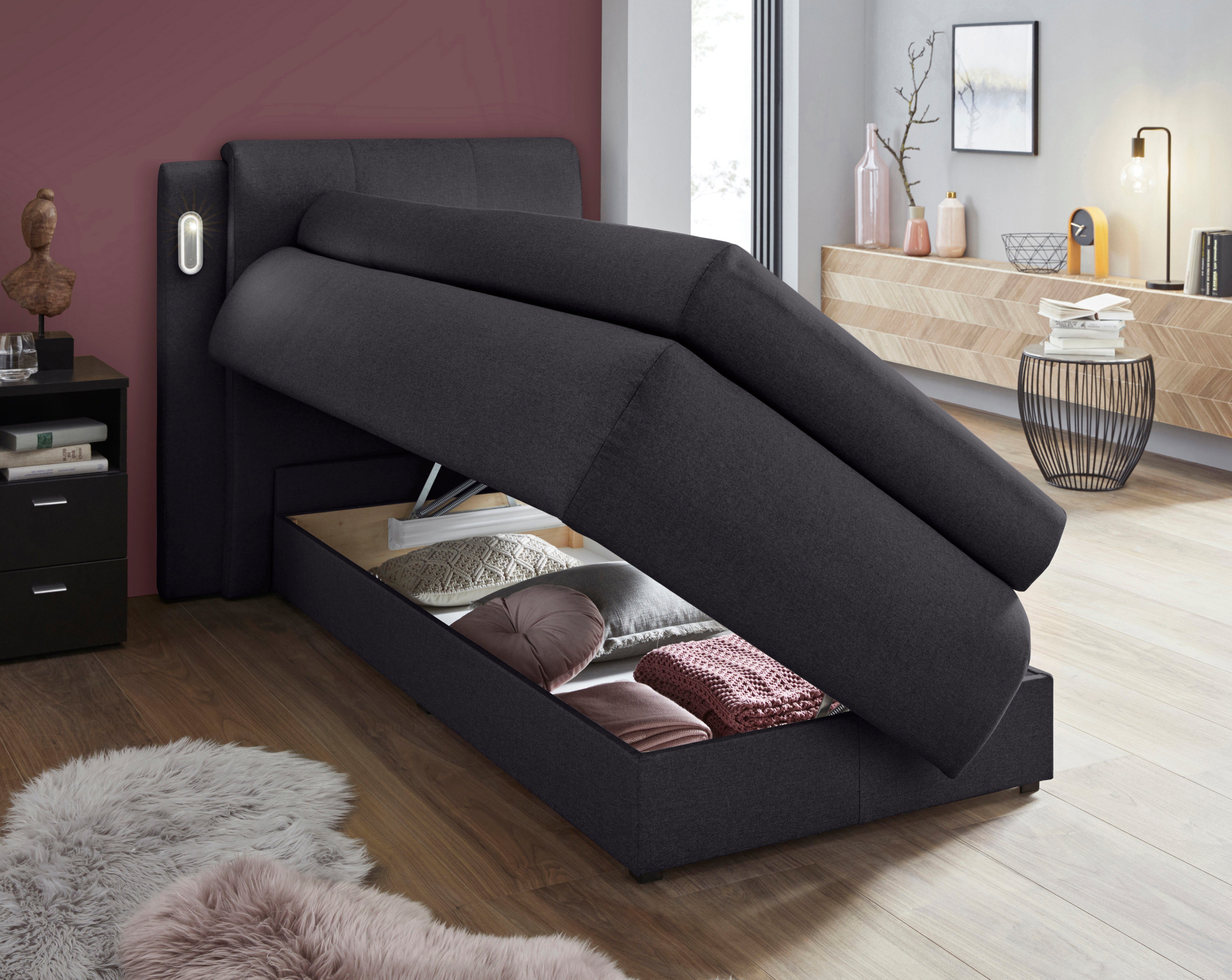 COLLECTION AB Boxspring Borna inclusief bedkist, ledverlichting en topmatras