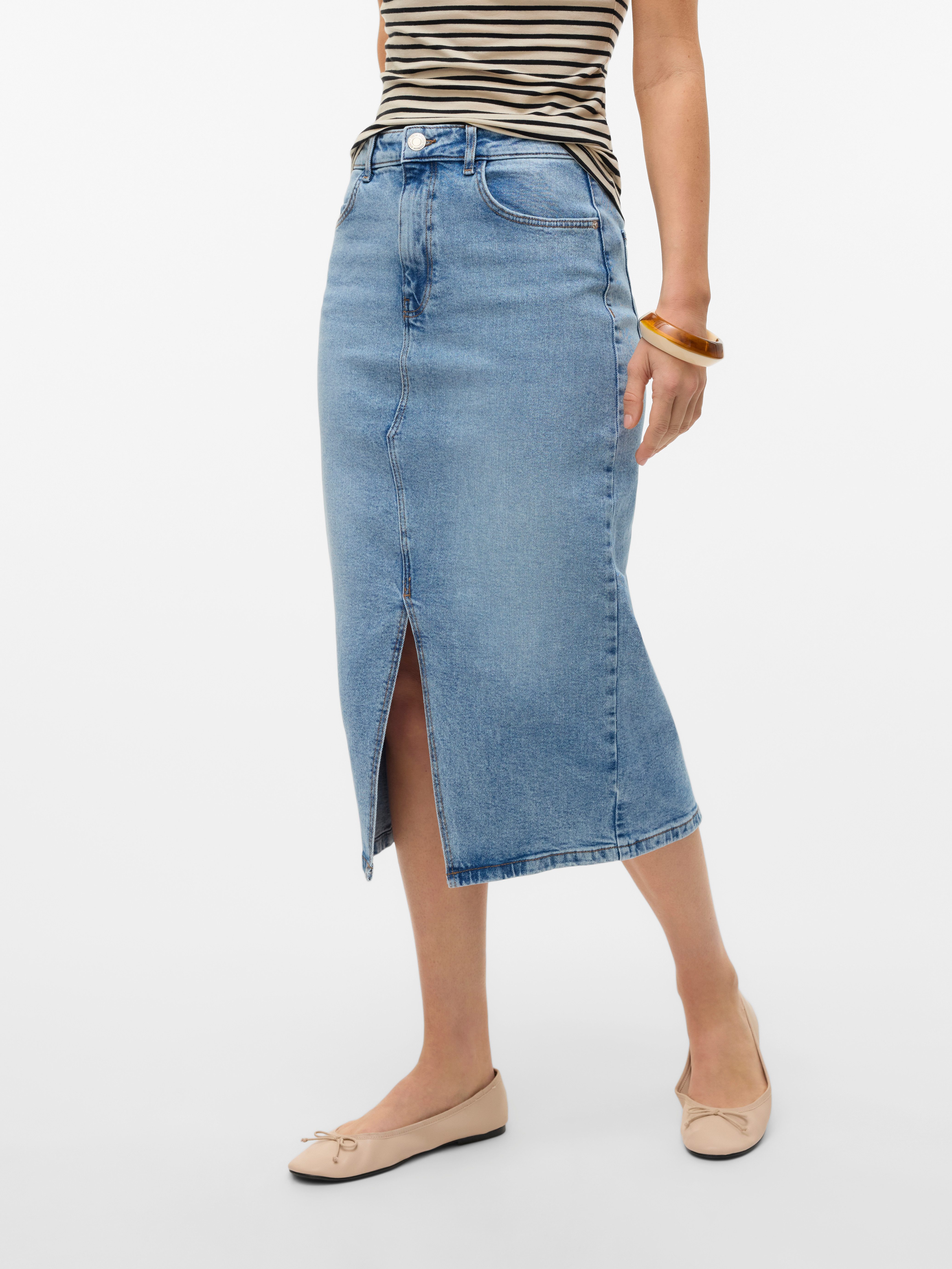 Vero Moda Jeans rok VMNATALIE HR MIDI DNM SKIRT MIX NOOS