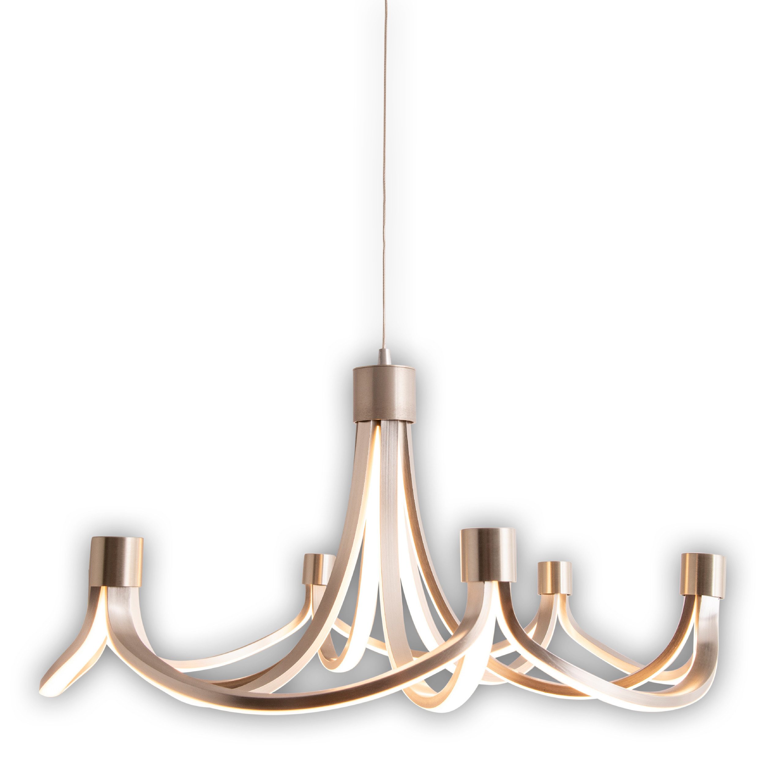 näve Led-hanglamp Festos Kroonluchter, trapsgewijs dimbaar, gesatineerd metaal, H: 150cm (1 stuk)