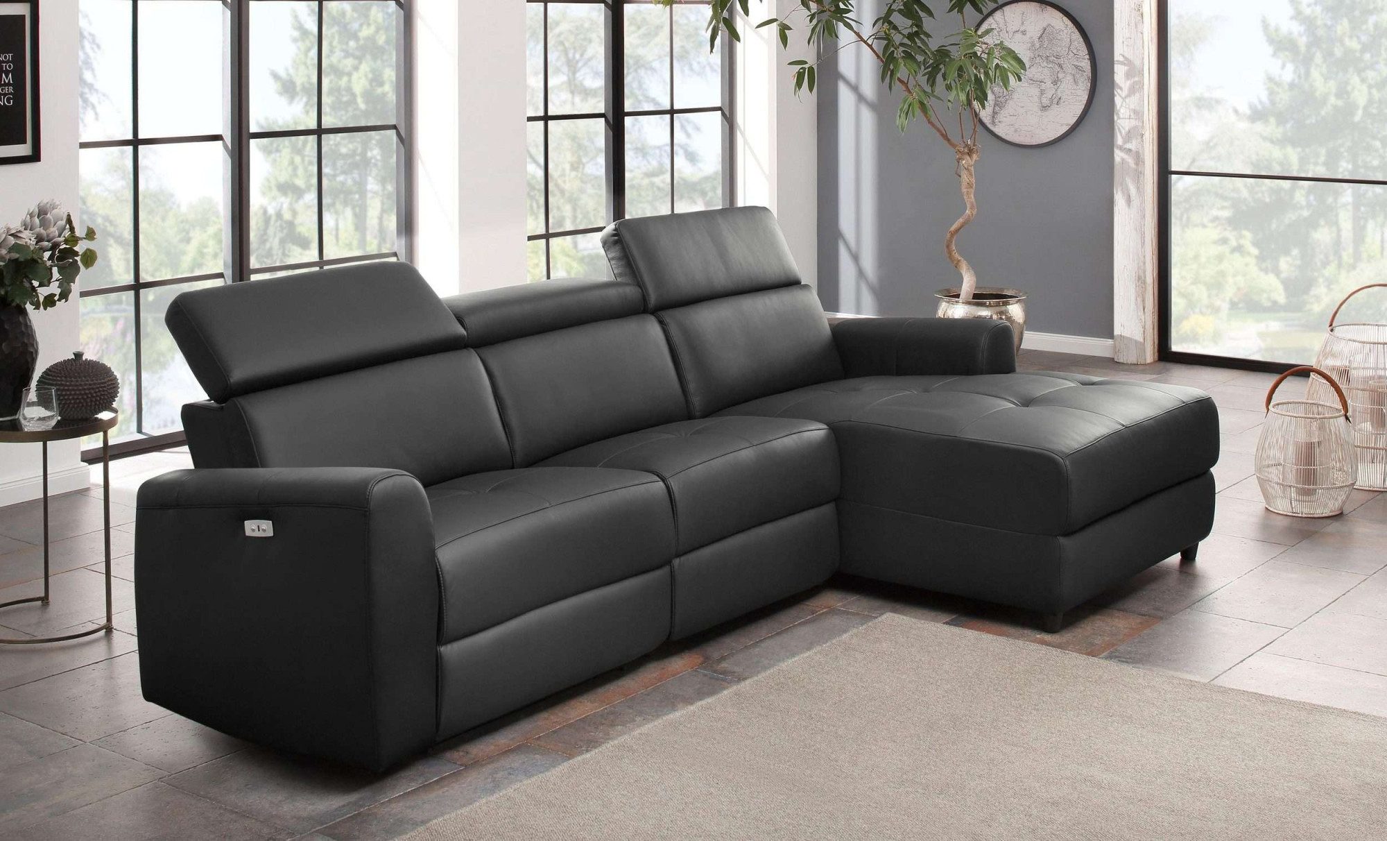 Home affaire Hoekbank Sentrano, L-vorm, 275 cm, man. of electr. relaxfunctie en usb/kopverstelling