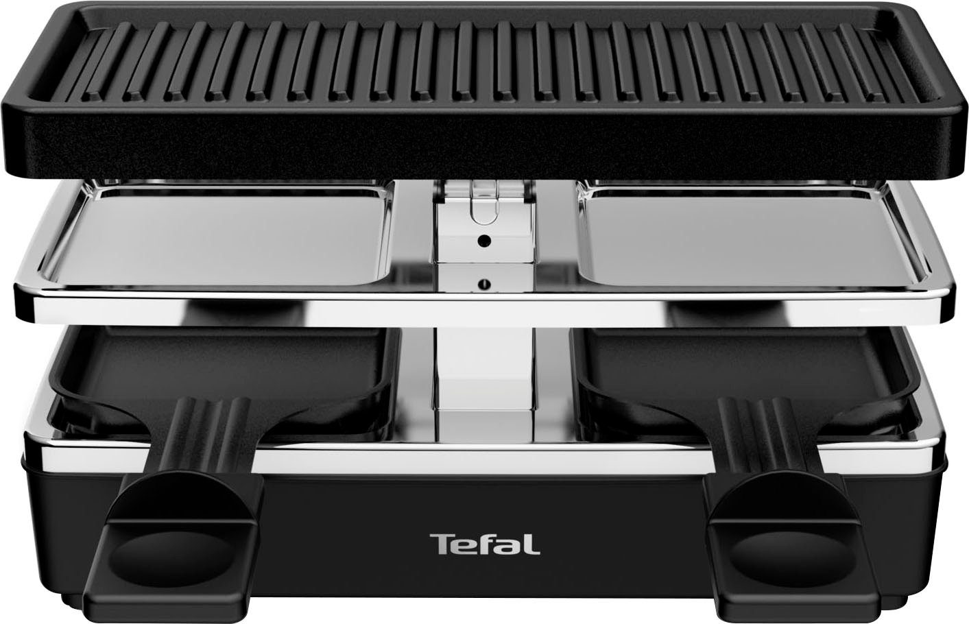 Tefal Raclette Plug & Share, für 2 Personen, 400 Watt, Antihaftbeschichtung, 2 pannetjes + grillplaat, uit te breiden tot 5 apparaten, afneembare kabel