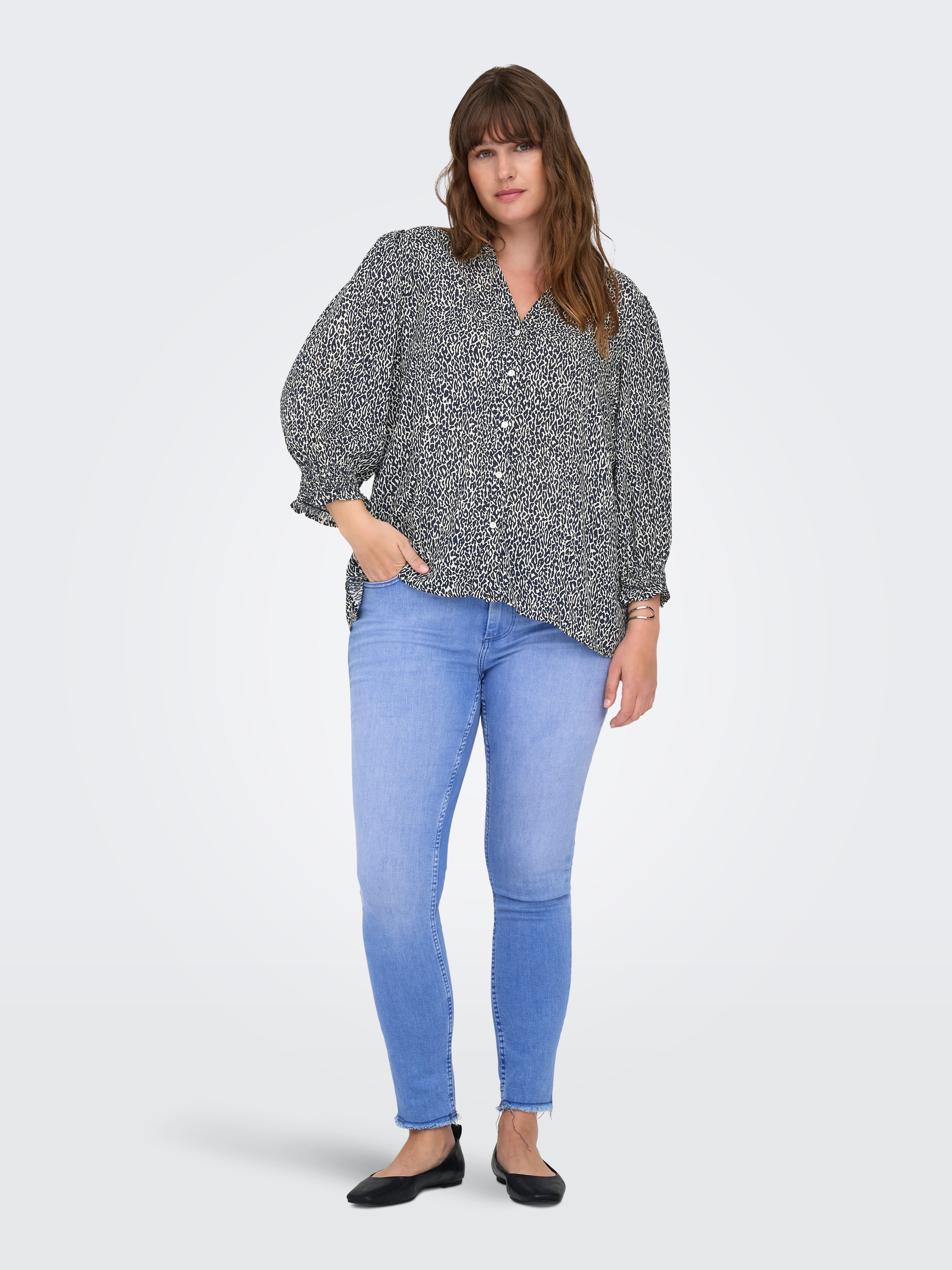 ONLY CARMAKOMA Gedessineerde blouse CARRAYA 3/4 SHIRT WVN NOOS
