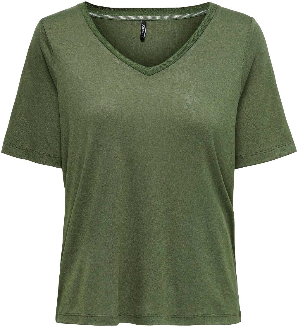 Only Shirt met korte mouwen ONLELISE S/S V-NECK TOP JRS NOOS