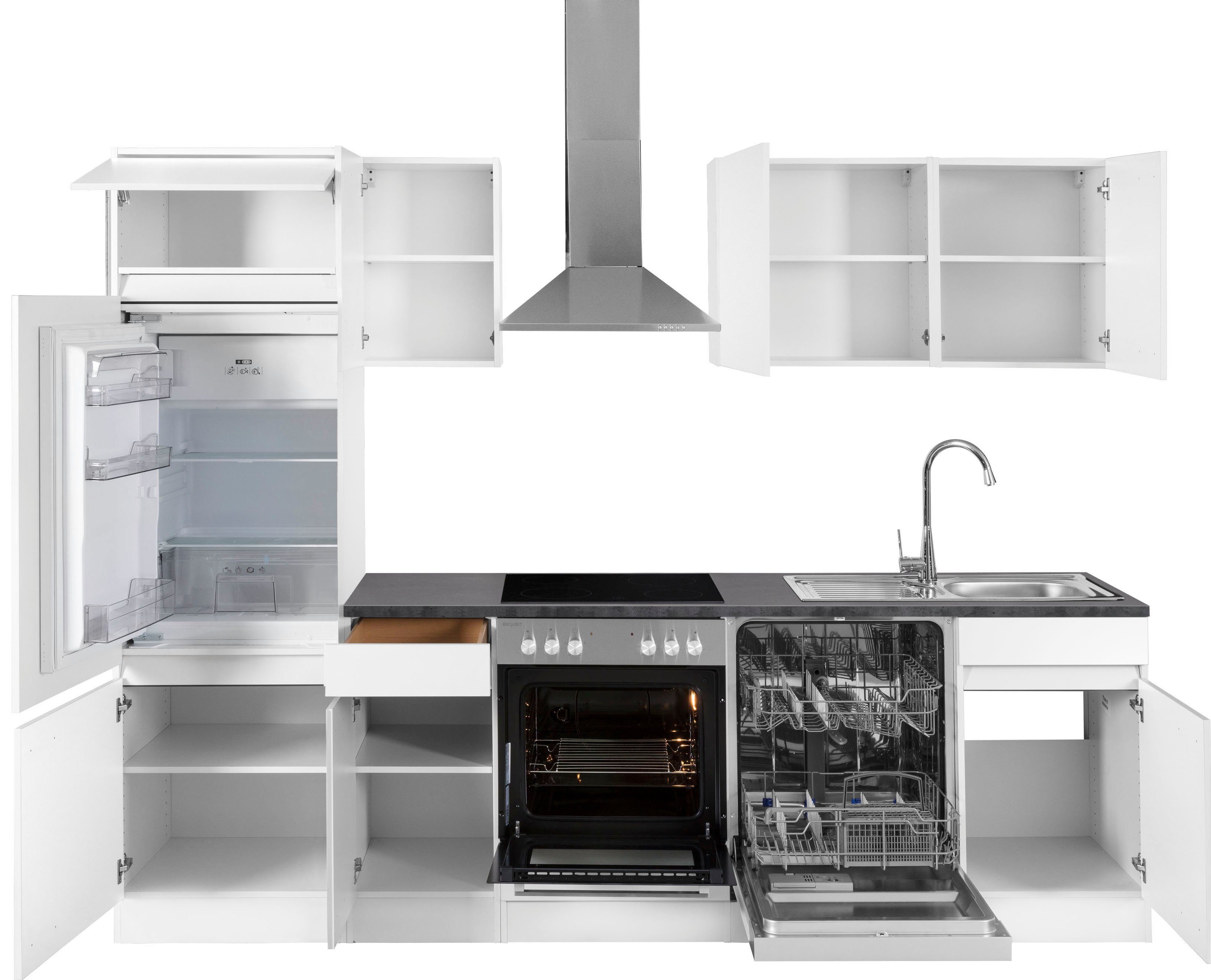 OPTIFIT Keukenblok Roth Breedte 270 cm, optioneel met elektrische apparaten, met push-to-open functie