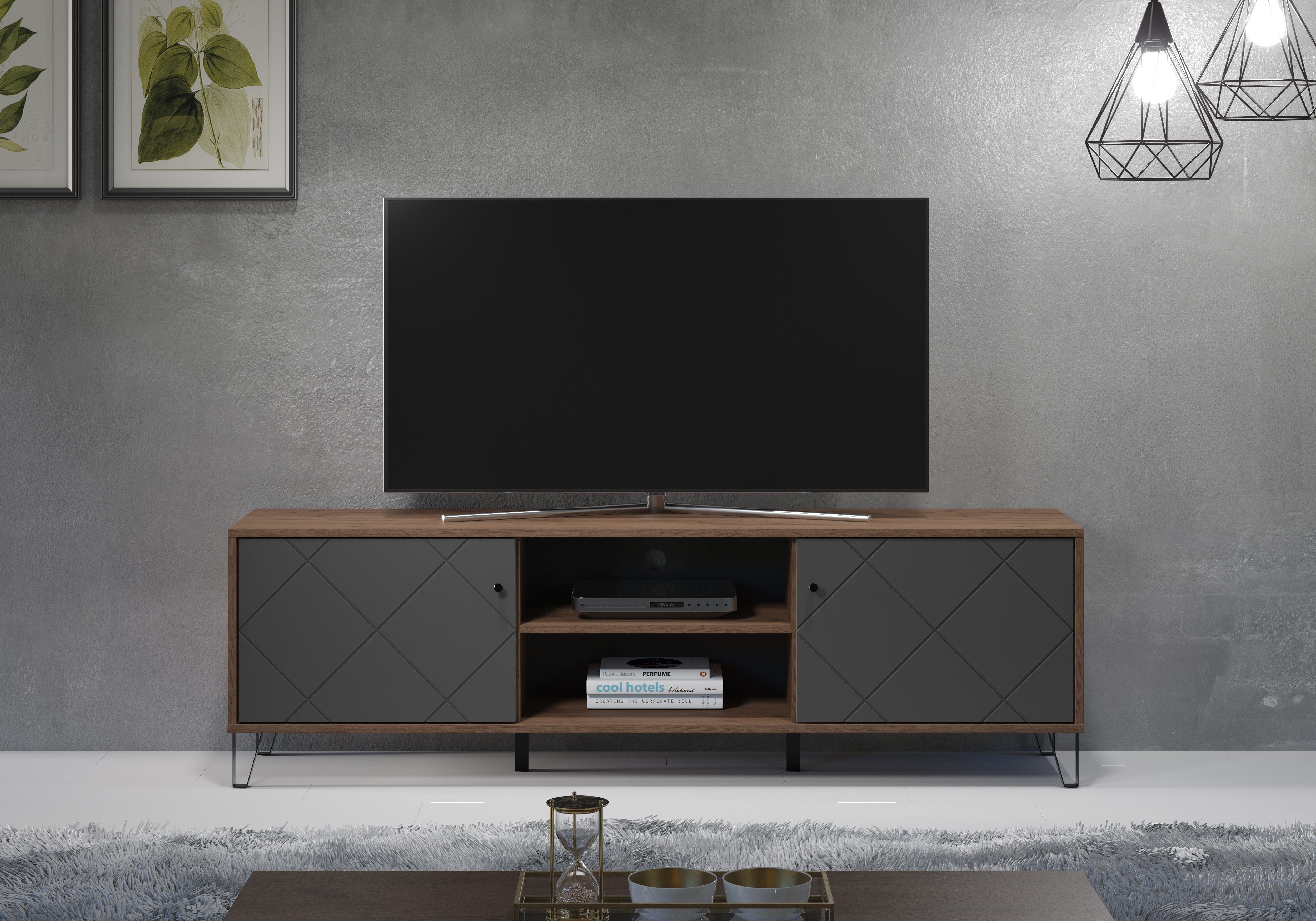 Places of Style Tv-meubel MOLVENO Commode, met gestructureerde fronten, Soft-Close, B 183 cm (1 stuk)