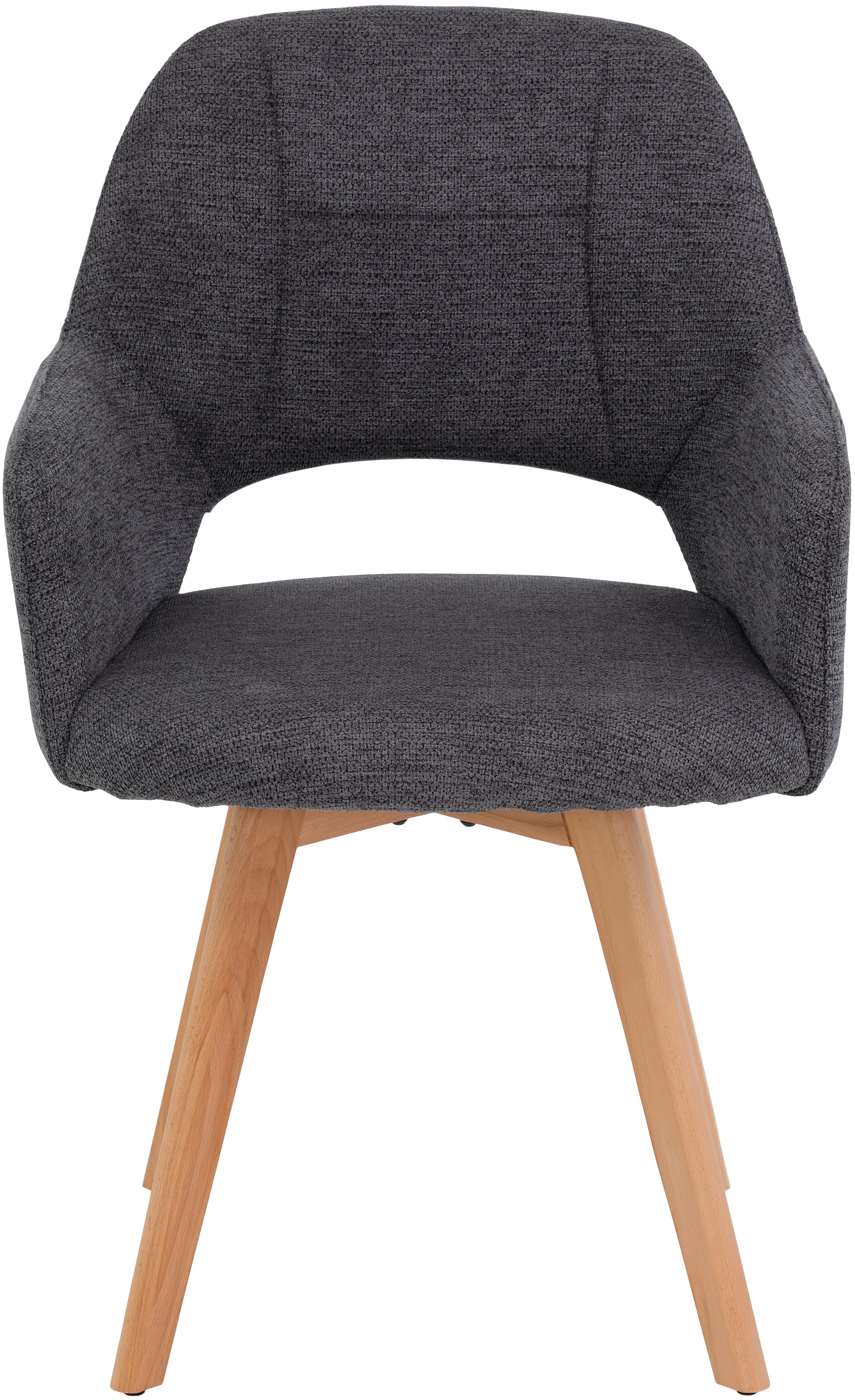 HELA Stoel met armleuningen SOFIA armstoel met massief houten frame, bekleding webstof Eetkamerstoel, fauteuil met armleuningen, subtiele ruguitsparing (set, 2 stuks)