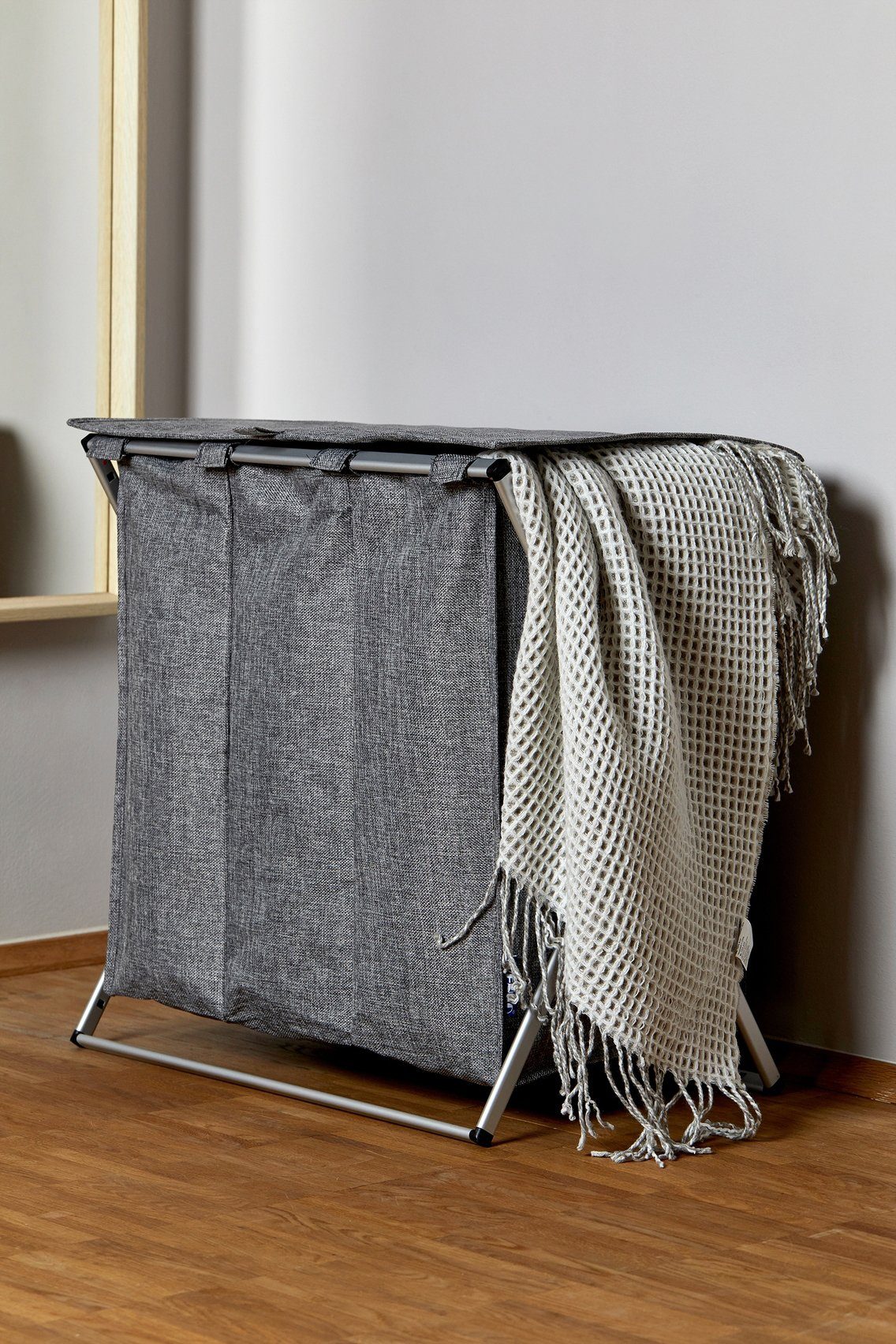 WENKO Wasmand TRIO inklapbaar, 3-delige indeling, grijs