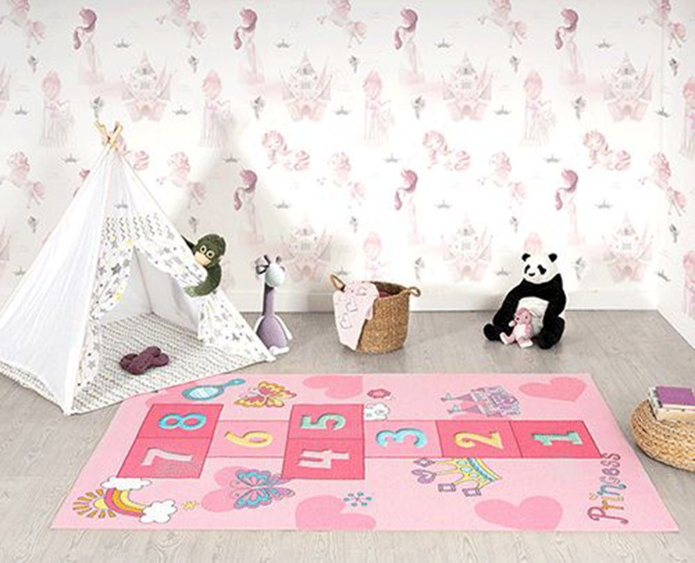 The carpet Vloerkleed Happy Life Life kinderkamer tapijt speelkleed onderhoudsvriendelijk