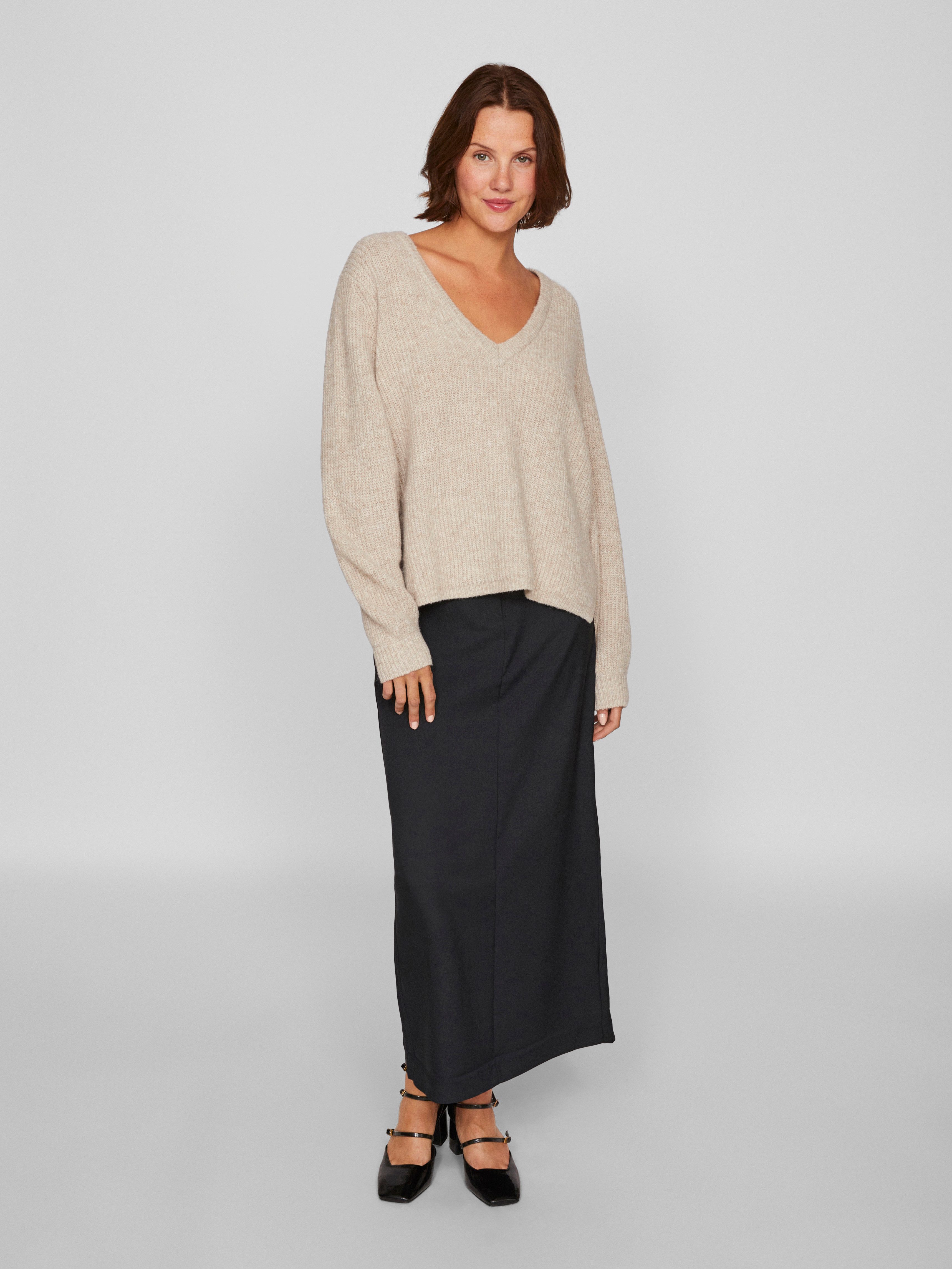 Vila Trui met V-hals VIBELUNA V-NECK REV L/S KNIT TOP - NOOS