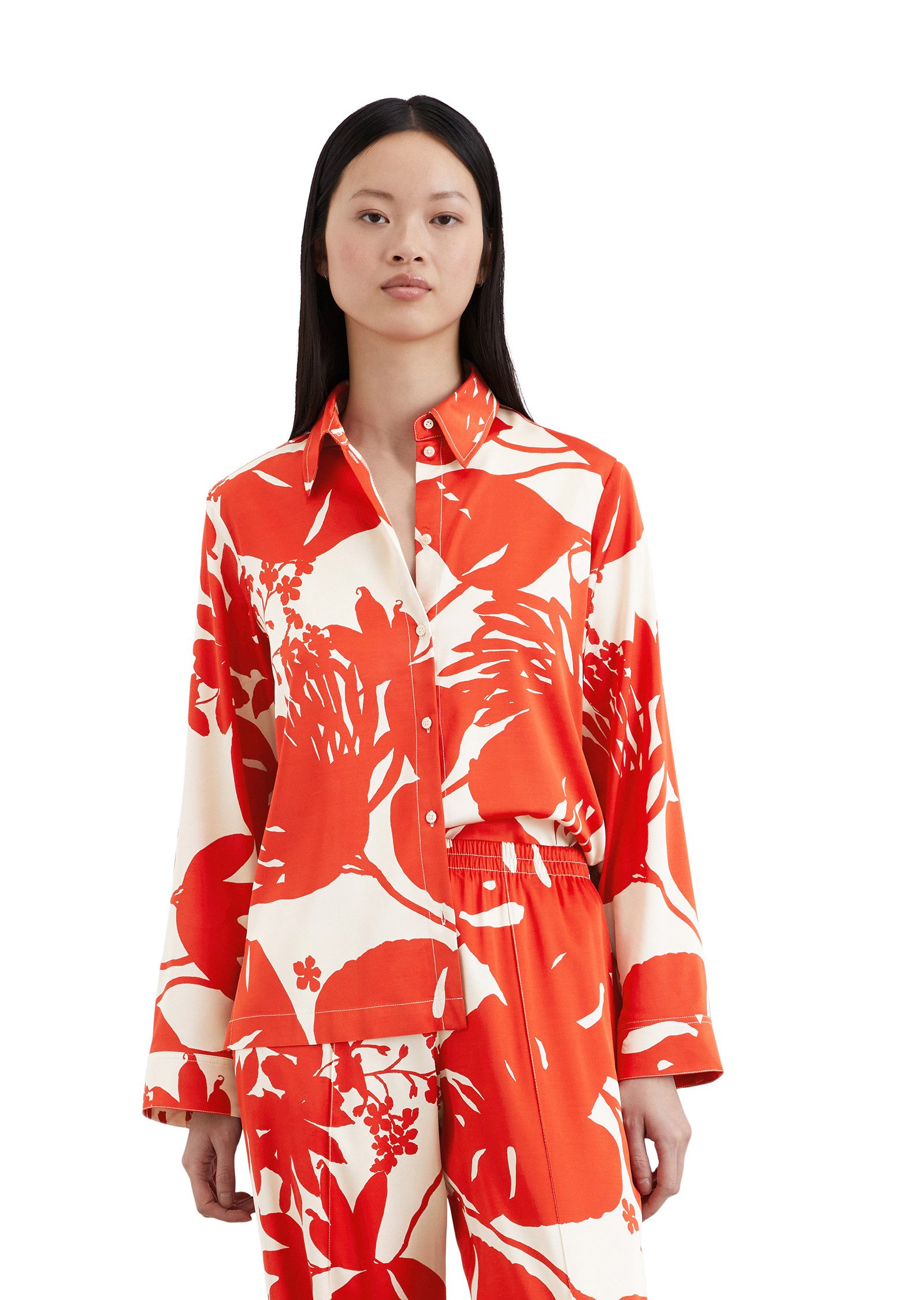 Marc O'Polo Satijnen blouse Zachte, zijdeachtige oppervlakte, met allover print dames blouses maat 34 multicolor