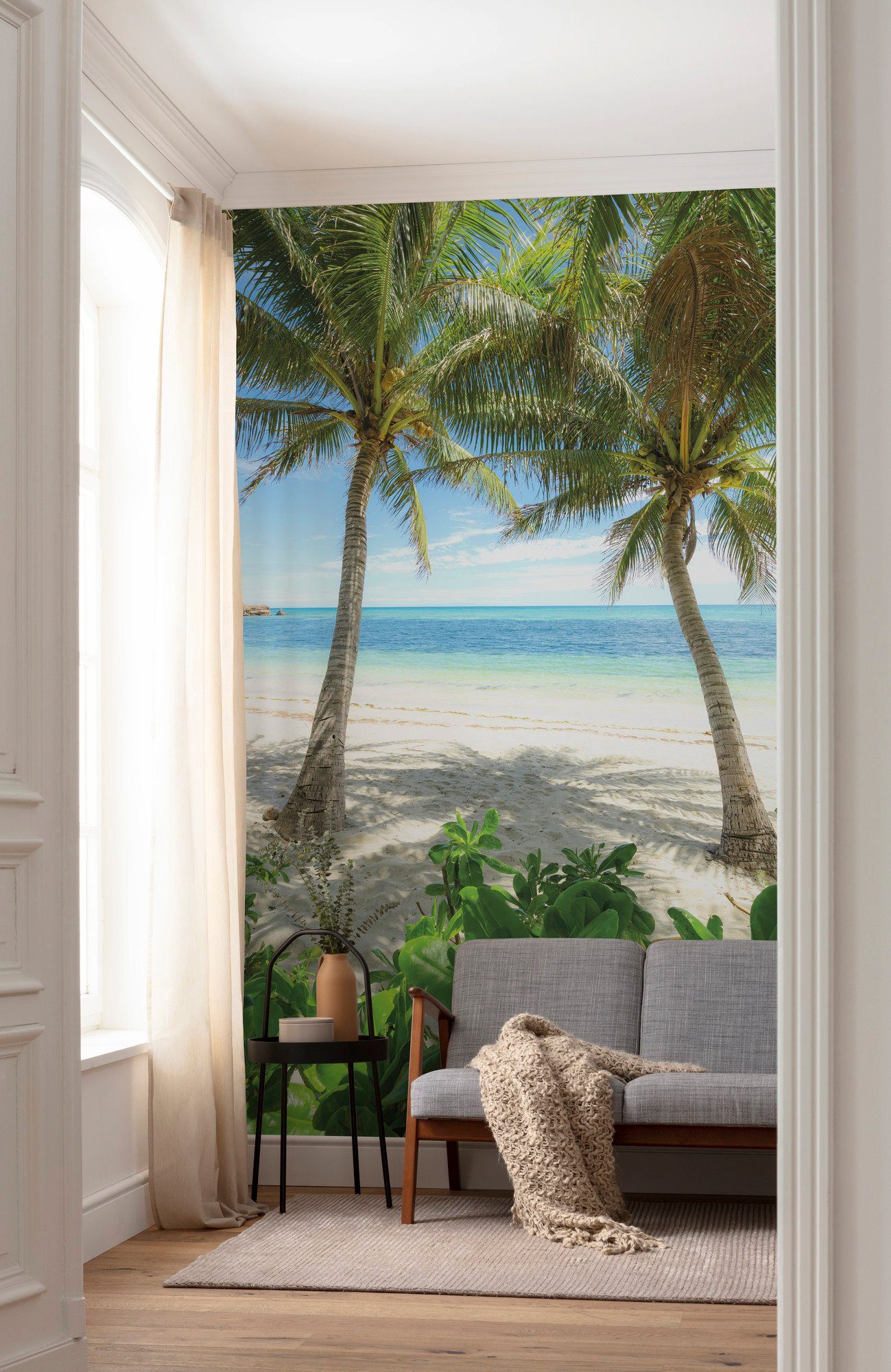 Komar Vliesbehang Digitale print vlies - Palmy Beach - Afmeting 200 x 280 cm (4 stuks)