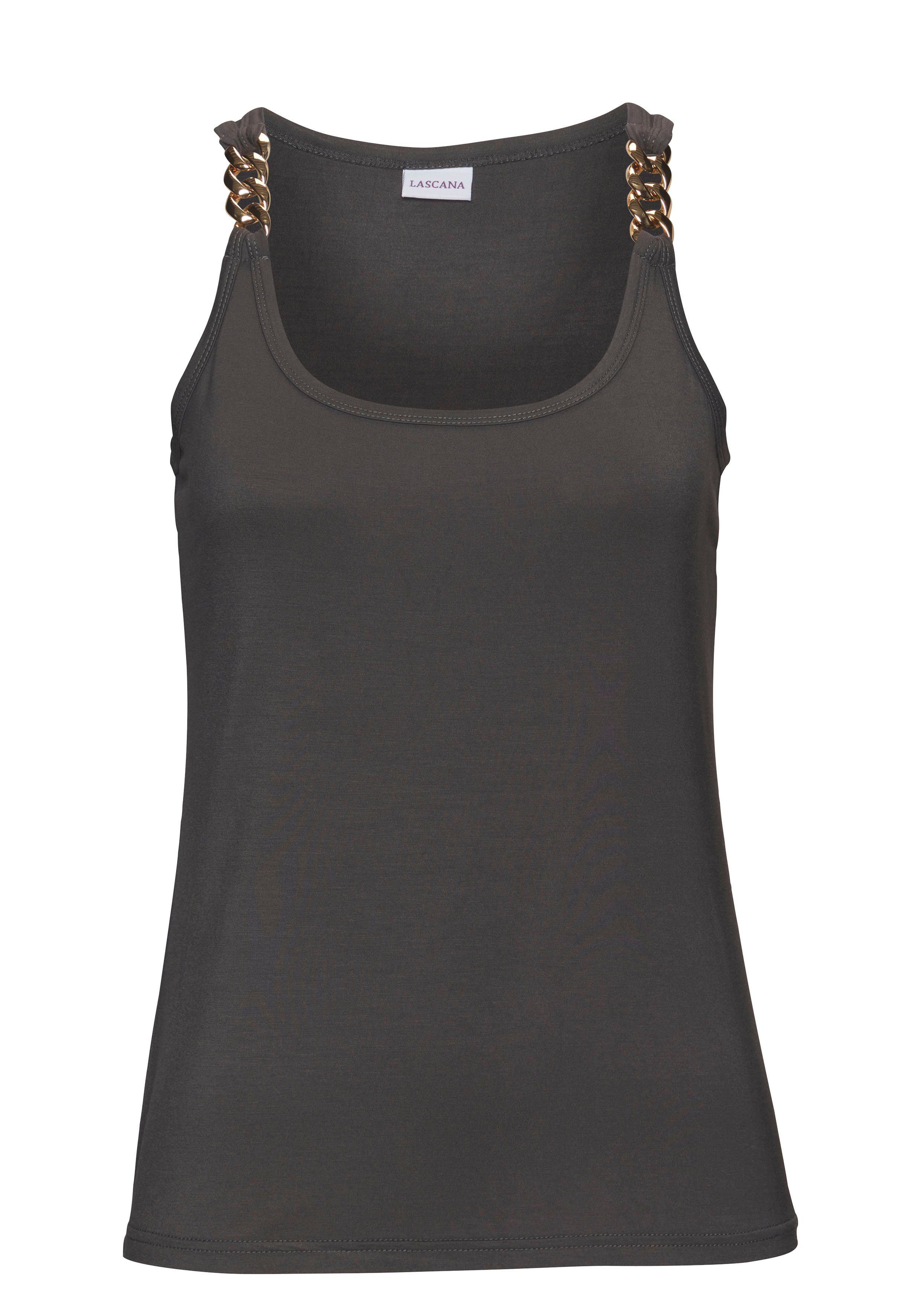 Lascana Tanktop met kettingdetails aan de banden figuurvormend jersey top