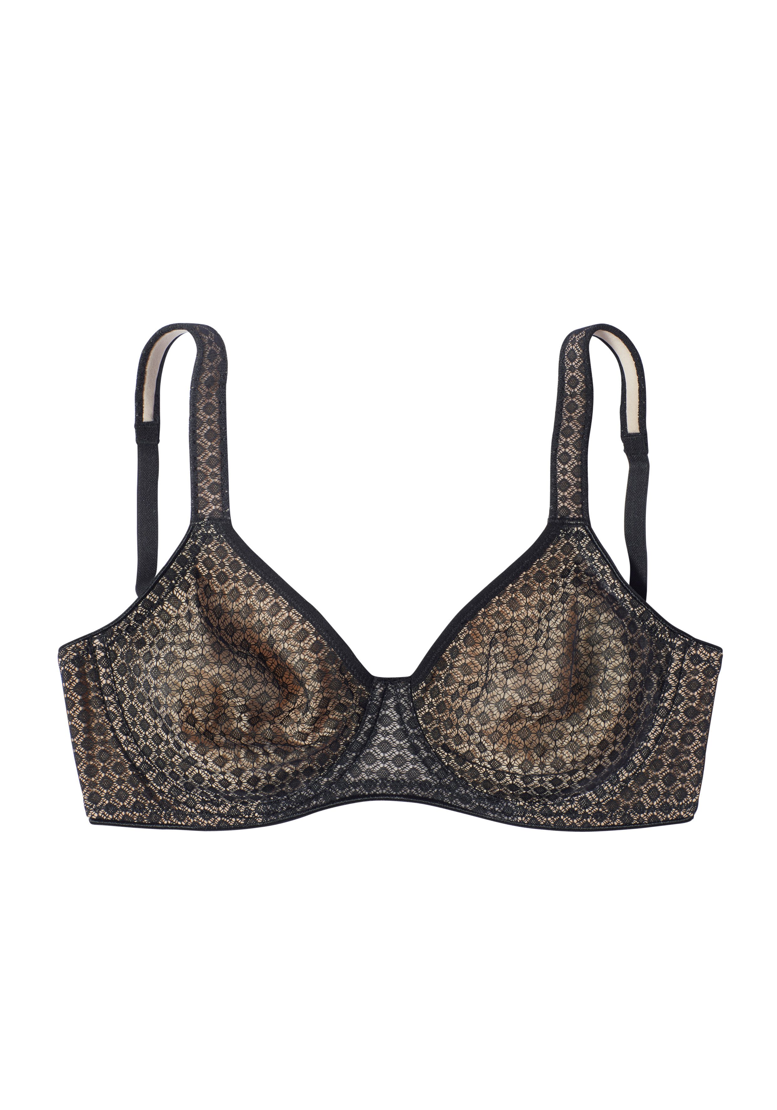 Petite fleur T-shirt-bh met beugel en grafische kant, basic dessous (Set van 2)