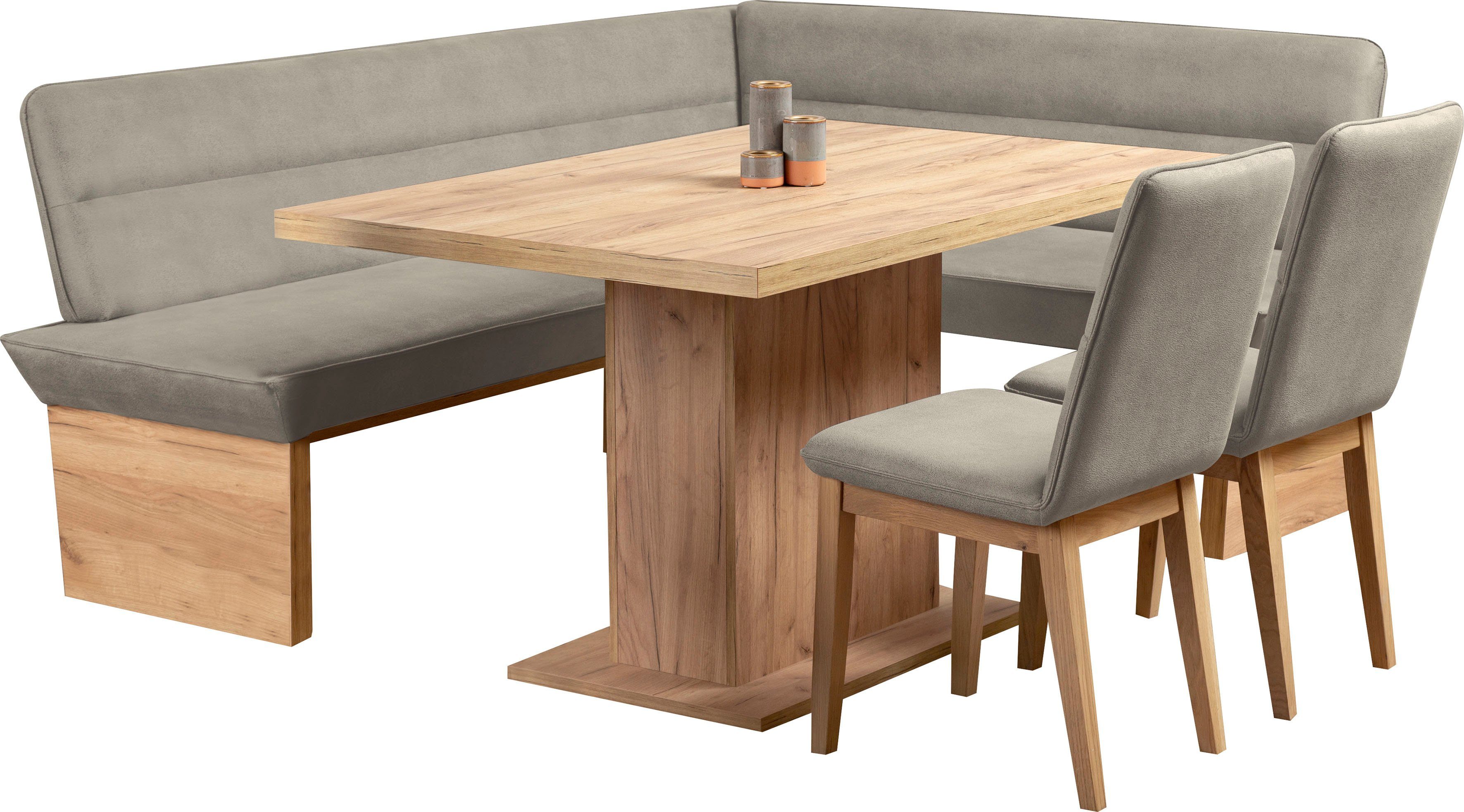 Home affaire Eetkamerstoel Beluna gestoffeerde stoel eetkamer bestseller Frame en poten van massief eiken, modern landhuis (set, 2 stuks)