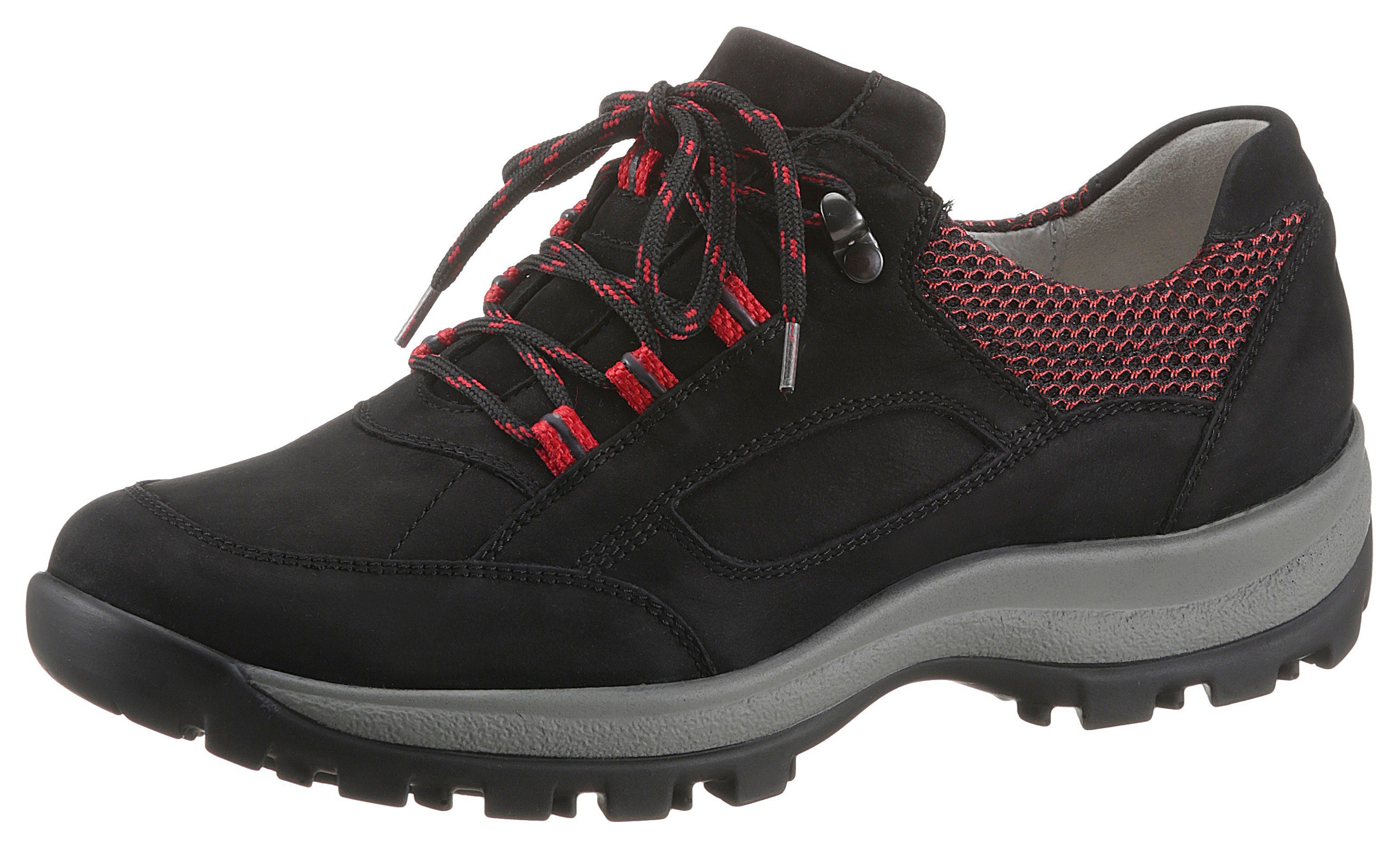 Waldläufer Veterschoenen Holly met uitneembare voetbed, vrijetijdsschoen, lage schoen, veterschoen dames sportieve veterschoenen maat 38 EU zwart
