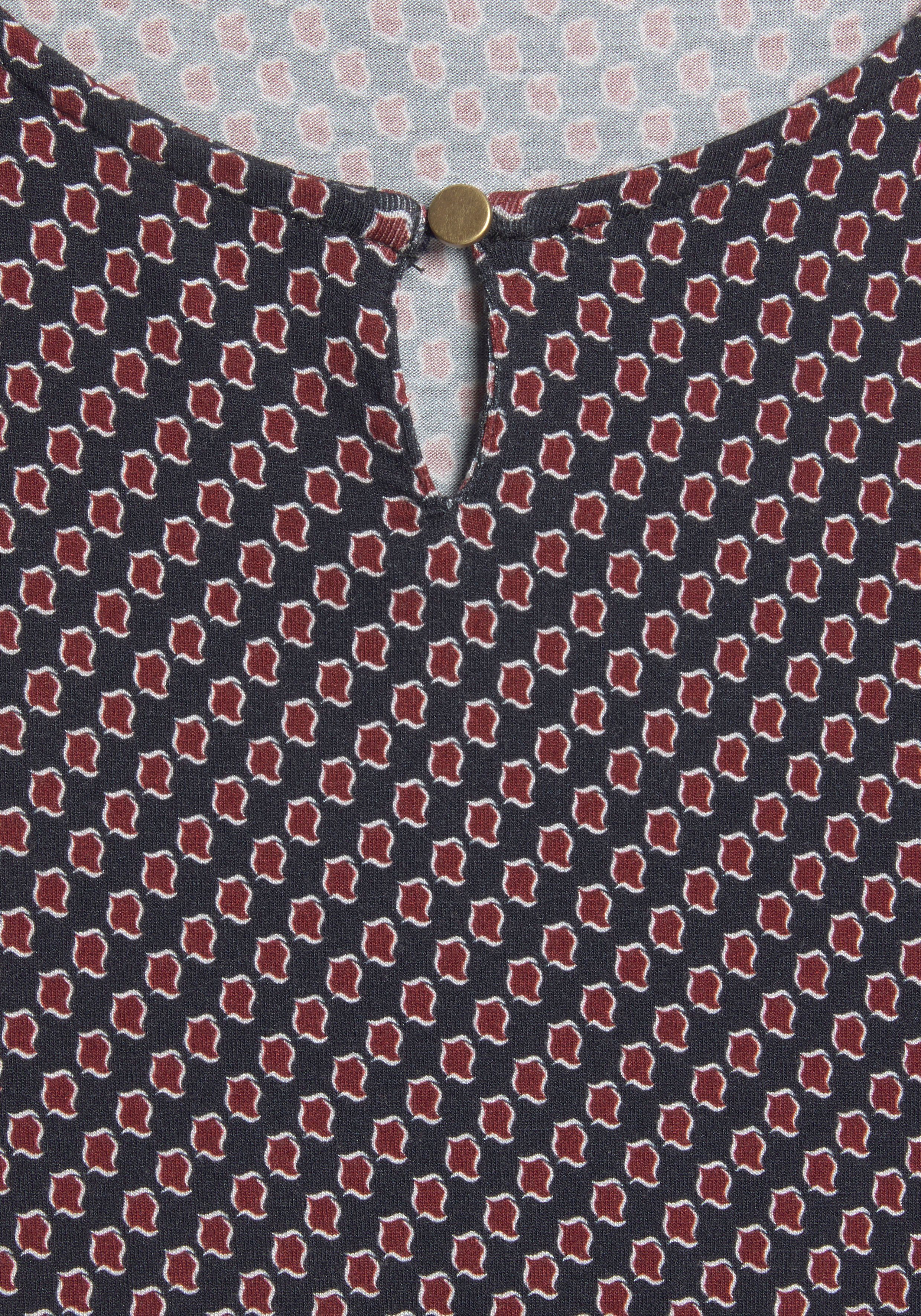 Vivance Shirt met ronde hals Met goudkleurige sierknop bij de hals
