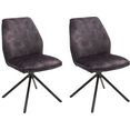 mca furniture eetkamerstoel ottawa vintage suède-look met opstaande naad, stoel belastbaar tot 120 kg (set, 2 stuks) grijs