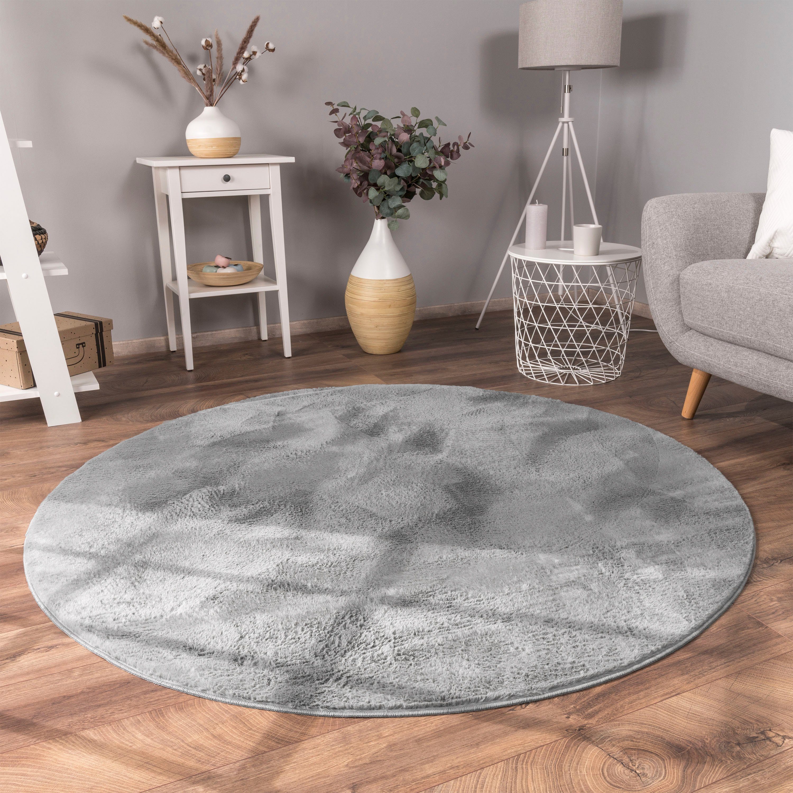 Paco Home Vachtvloerkleed Imitatiebont Soft 380 Lange pool, heerlijk zacht vloerkleed - bijzonder zacht, unikleuren dieren vloerkleden maat Ø 200 cm