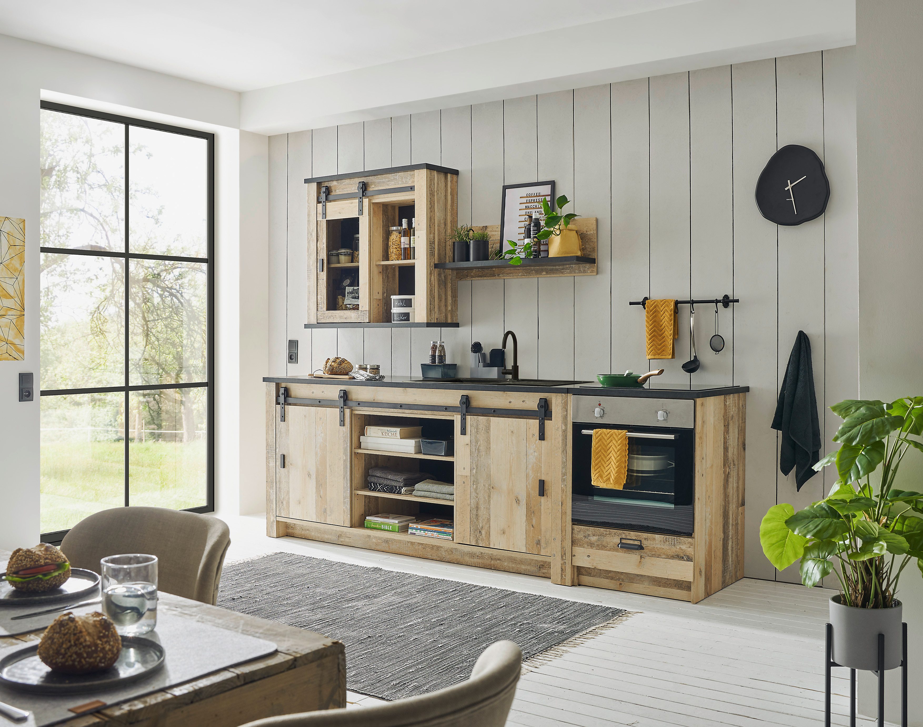 Home affaire Ombouwkast voor oven Sherwood met apothekersgrepen van metaal, breedte van het werkblad 63 cm