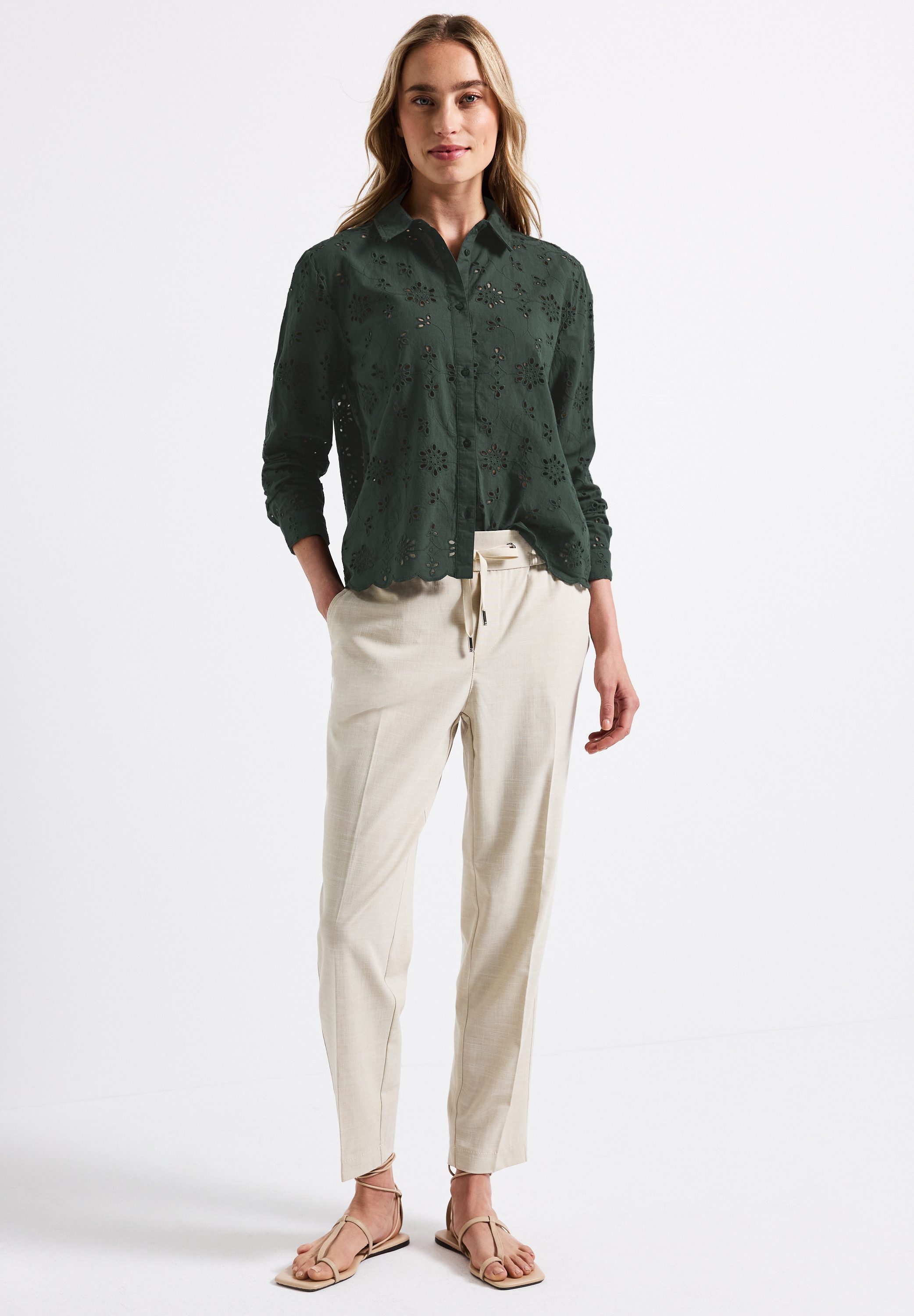 STREET ONE Overhemdblouse met broderie anglaise