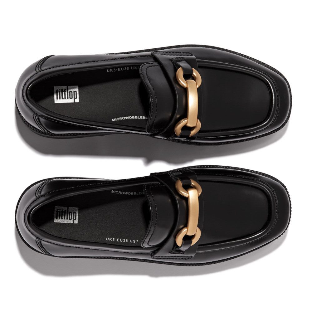 Fitflop Loafers Chunky Snaffle Box Loafer, instapschoen met mooie siergesp, smalle vorm