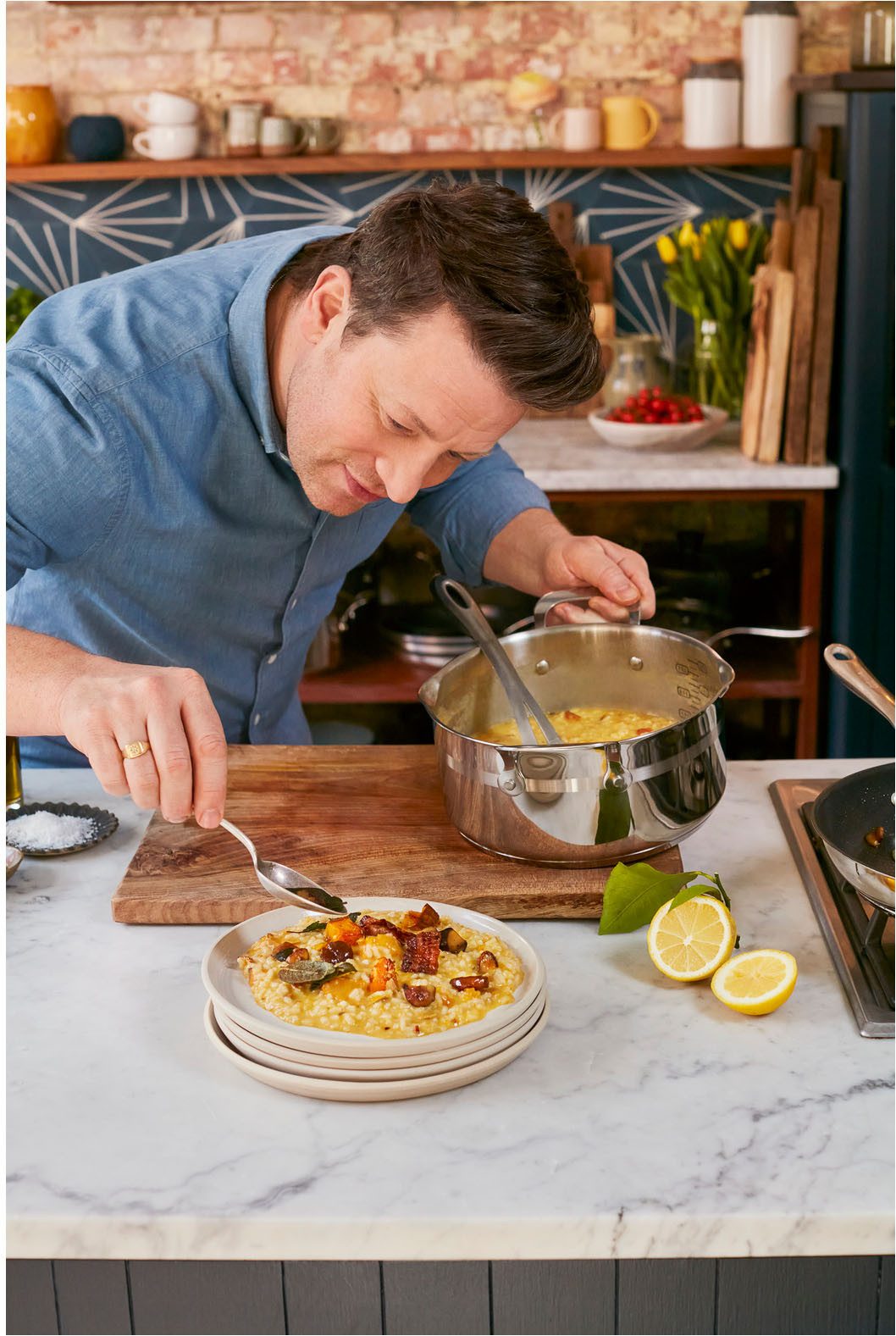 Tefal Koekenpan Jamie Oliver Cook Smart Roestvrij staal, anti-aanbak coating, thermo-signaal, voor alle kookplaten, inductie (1-delig)