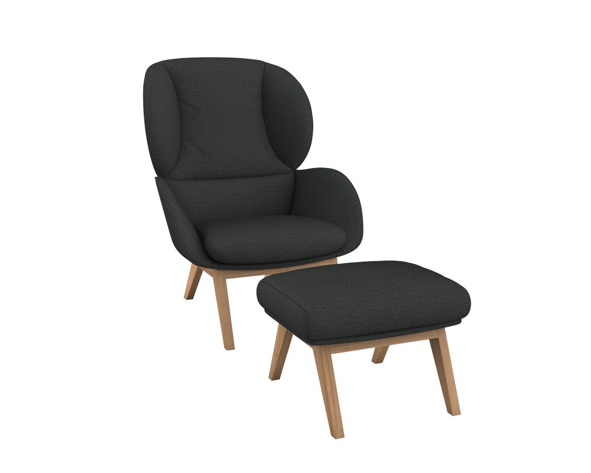 FLEXLUX Hocker Adria Eiken poot, voetenbank/poef voor oorfauteuil