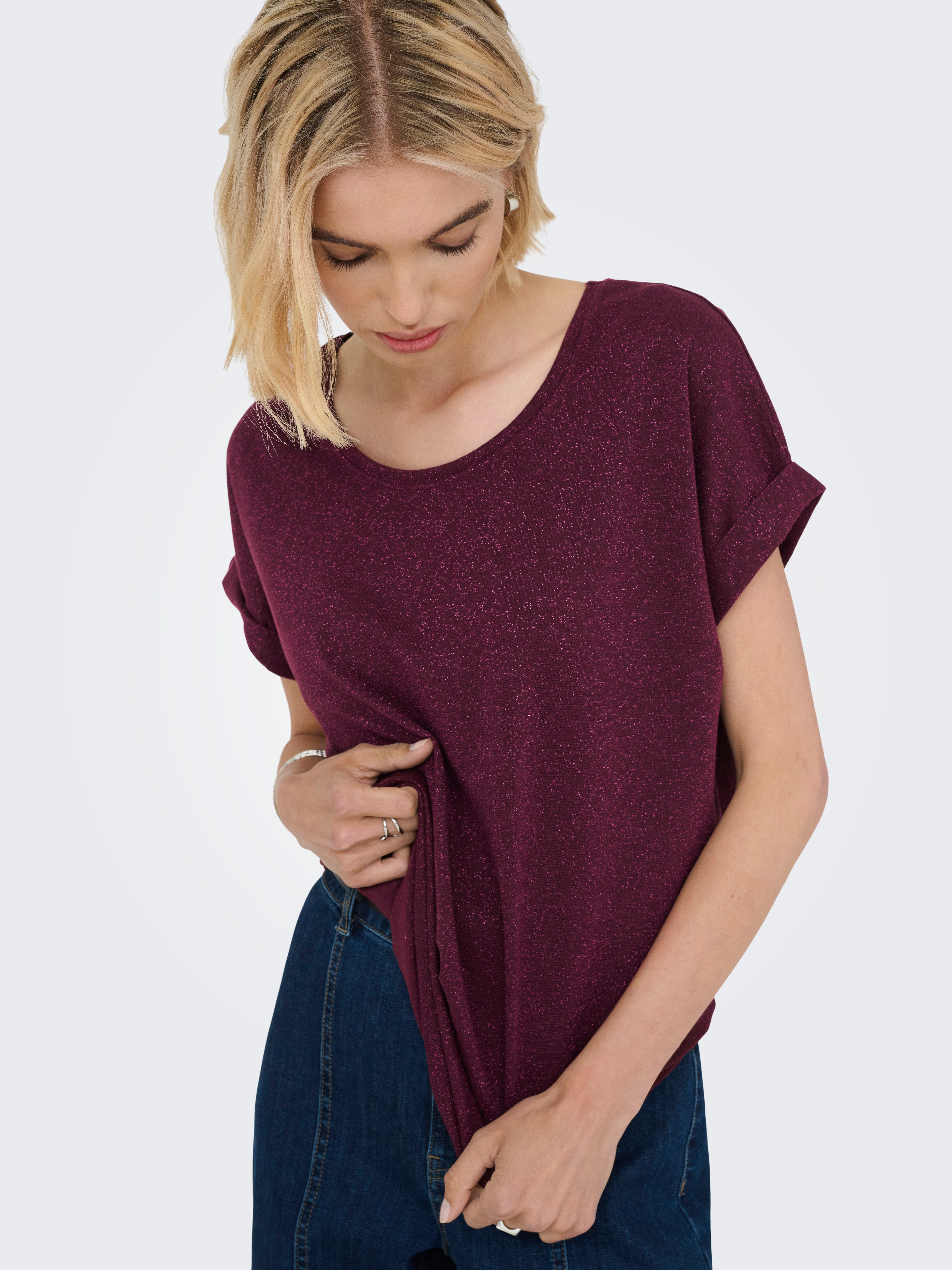 Only Shirt met korte mouwen ONLMOSTER GLITTER S/S TOP NOOS JRS