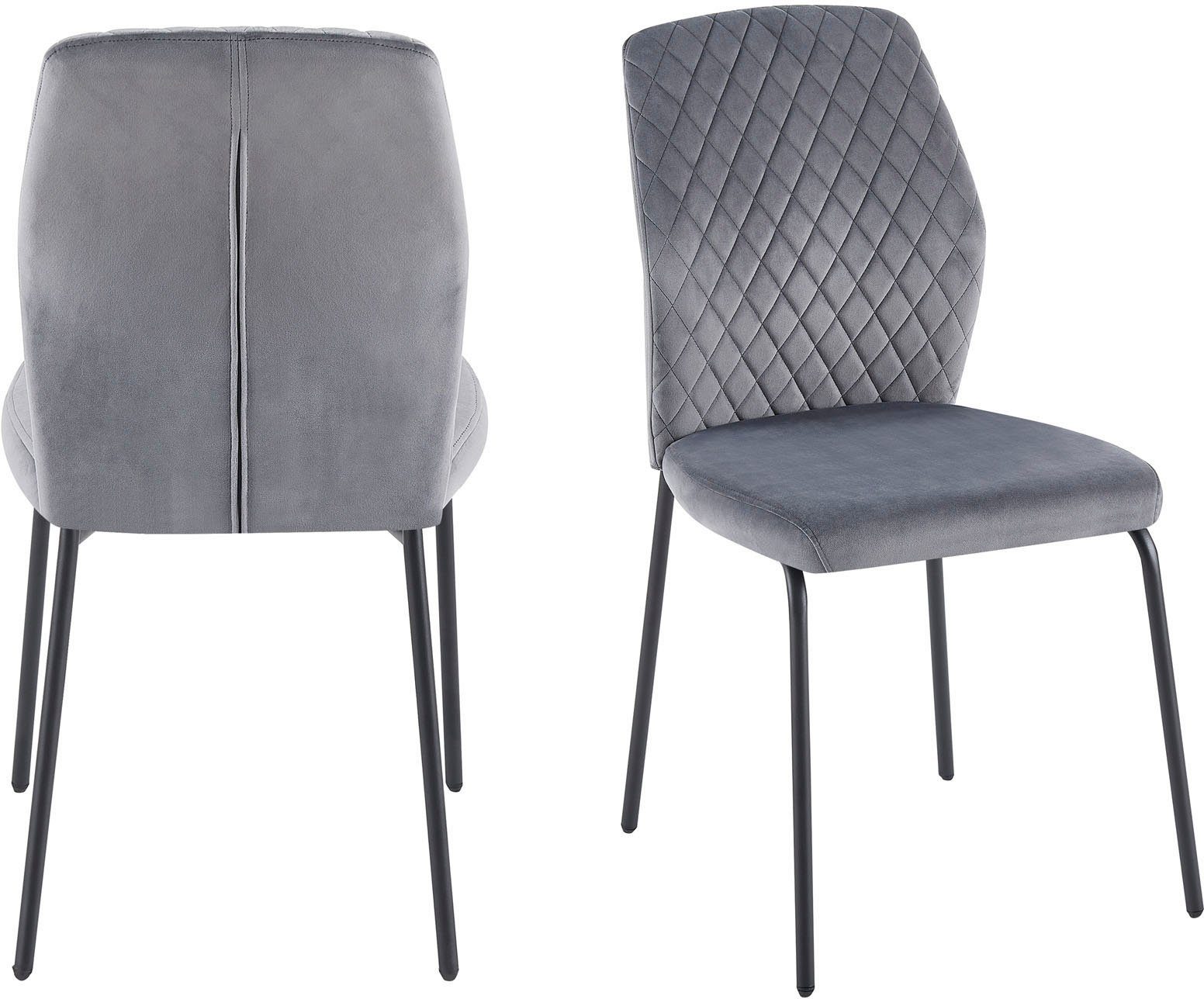SalesFever Stoel met 4 poten met honingraatpatroon op de rug (set, 2 stuks)