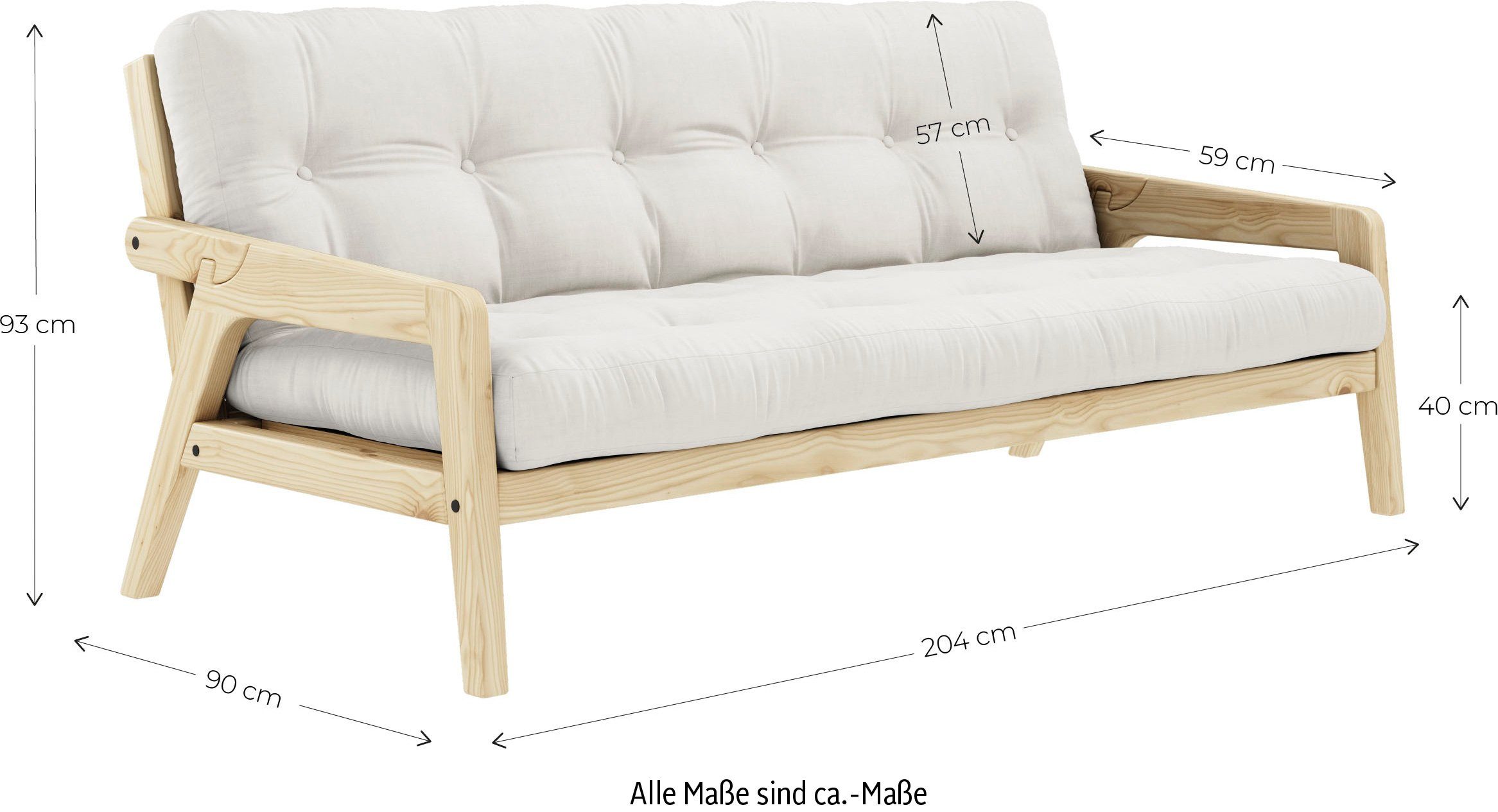 Karup Slaapbank Graf Met houtstructuur, incl. futonmatras, ligoppervlak 130x190 cm