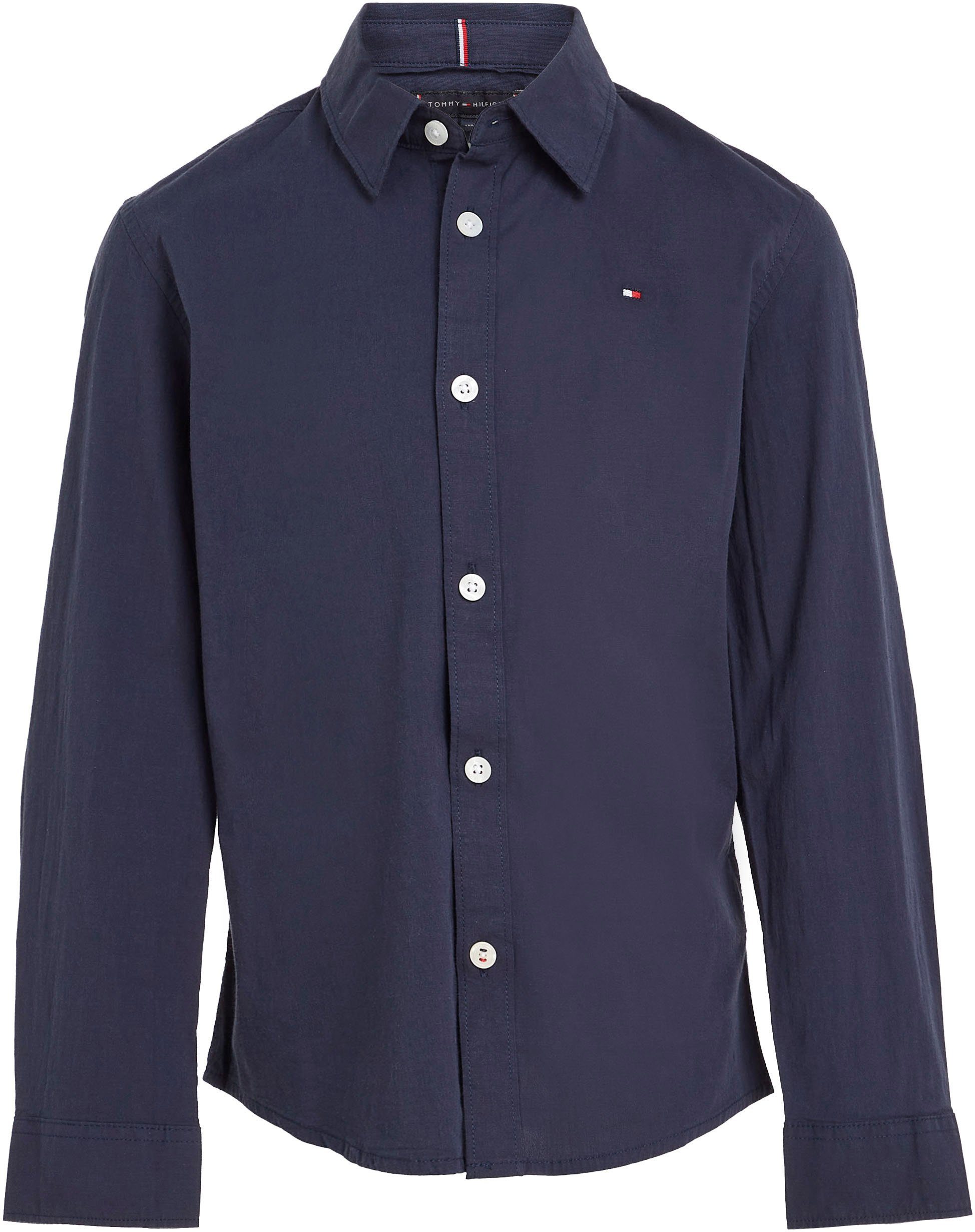 Tommy Hilfiger Overhemd met lange mouwen SOLID STRETCH POPLIN SHIRT L/S Kinderen Kids Junior MiniMe, voor jongens