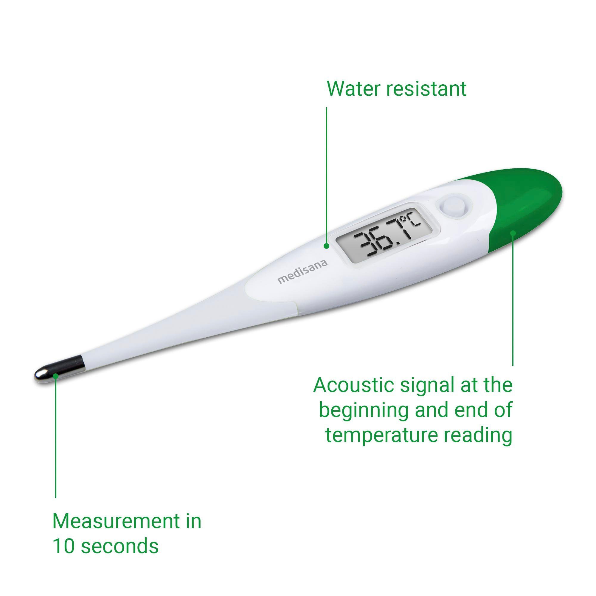 Medisana Koortsthermometer TM 700 oraal, axillair, rectale meting met flexibele punt, waterdicht