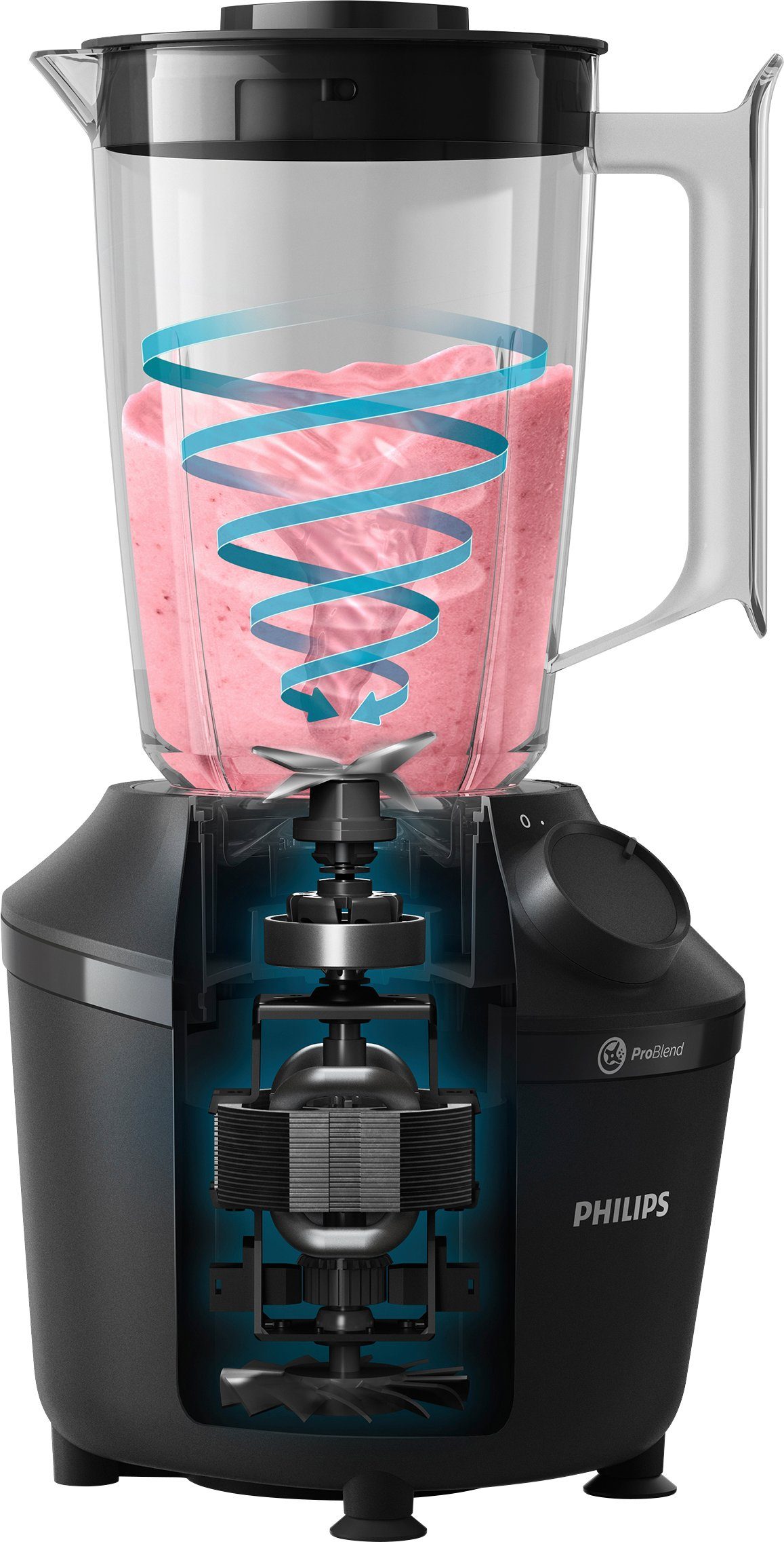 Philips Blender HR2041x41 3000 Series, met ProBlend-technologie, 1,9l-container en 1 snelheidsniveau + impulsinstelling, zwart