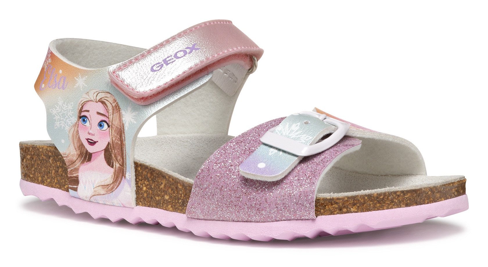 Geox Sandalen J ADRIEL GIRL , zomerschoen, klittenbandschoen met elsa-motief meisjes sandalen maat 24 roze