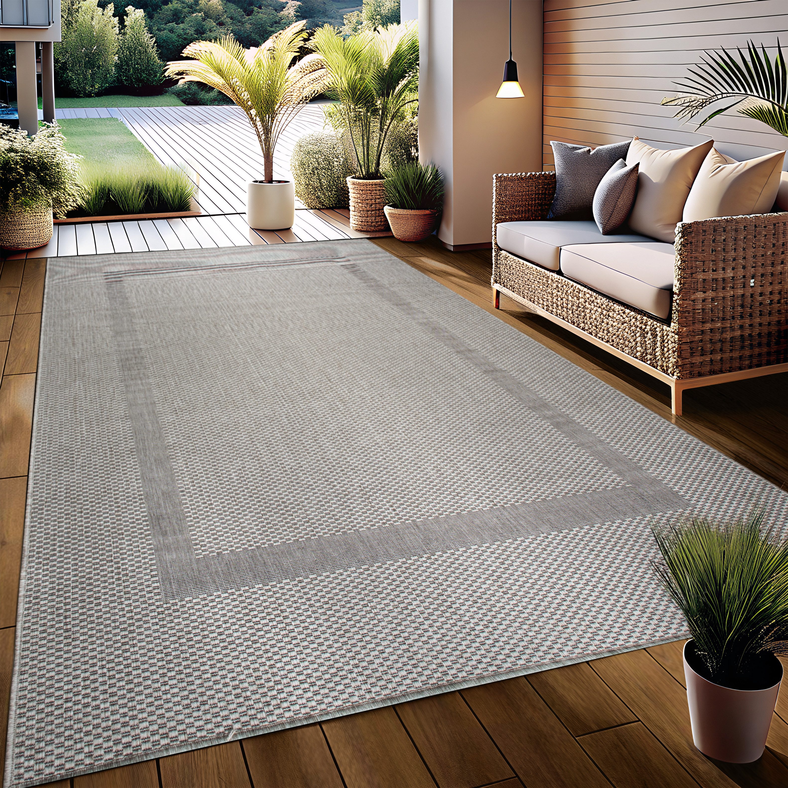 my home Vloerkleed Venetië rand is ook als loper verkrijgbaar Geschikt voor binnen en buiten, sisal-look, weerbestendig & uv-bestendig