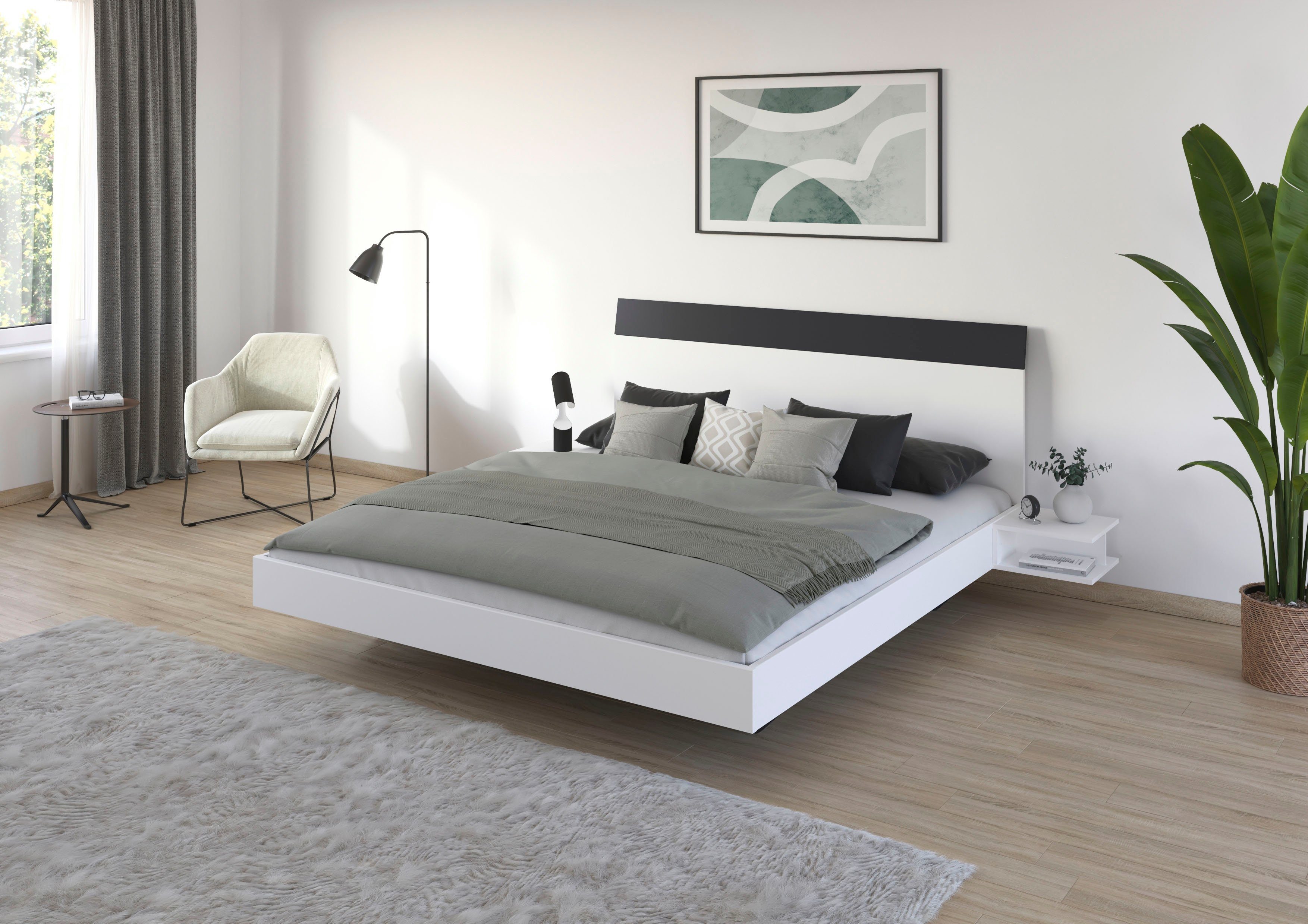 rauch Slaapkamerserie Monza met schuifdeurkast breedte 218 cm, bedcombinatie in 2 breedtes