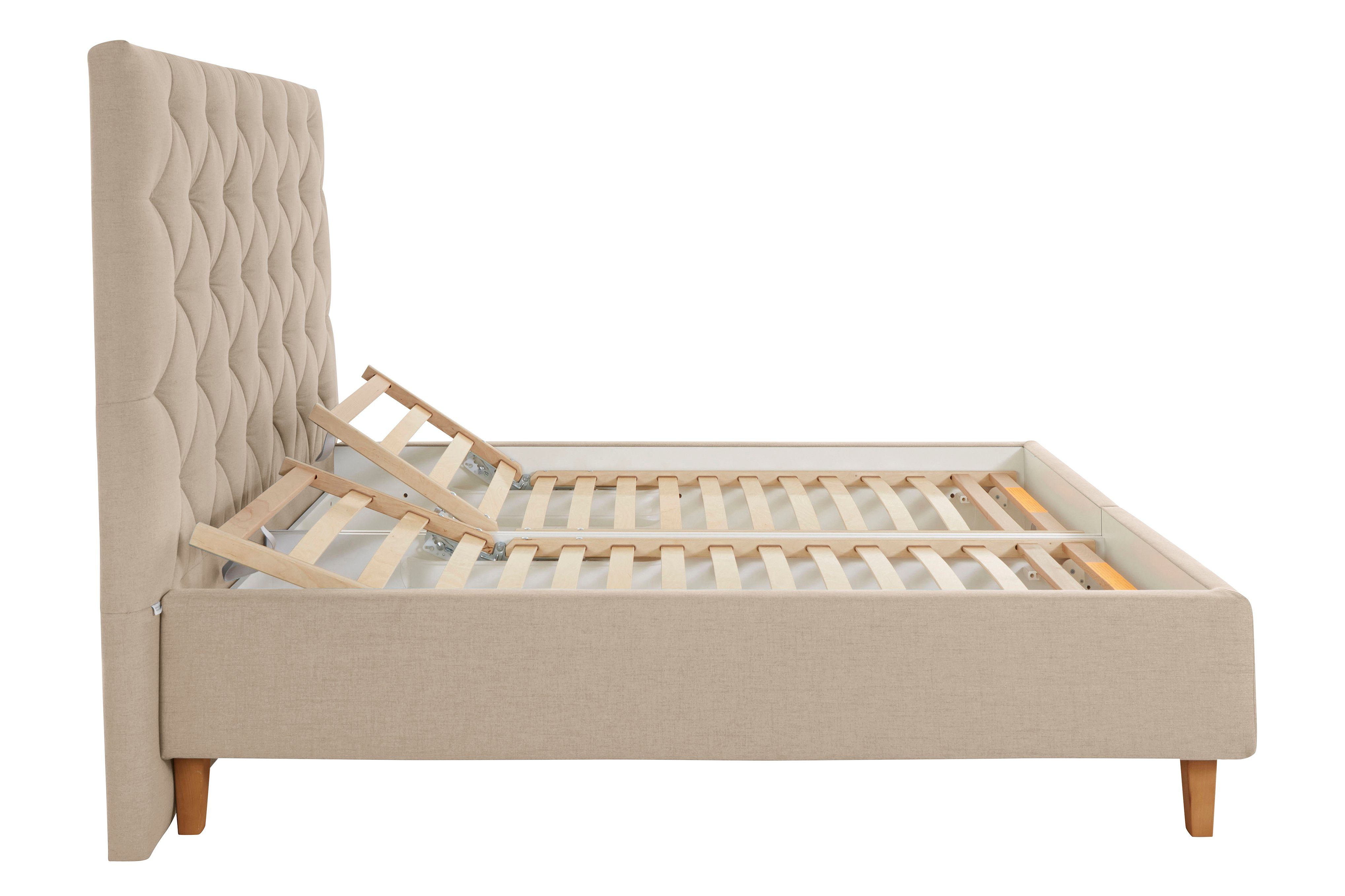 Guido Maria Kretschmer Home&Living Gestoffeerd bed Sunley 140 Kruisstiksel, hoofdbordhoogte 142 cm, zonder of met matras/lattenbodem