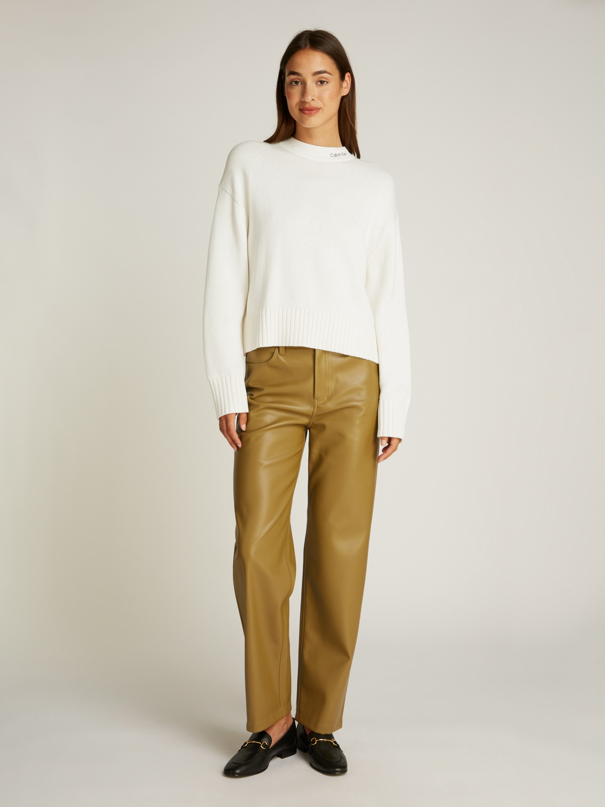 Calvin Klein Gebreide trui LOGO EMBRO SWEATER met geborduurd logo