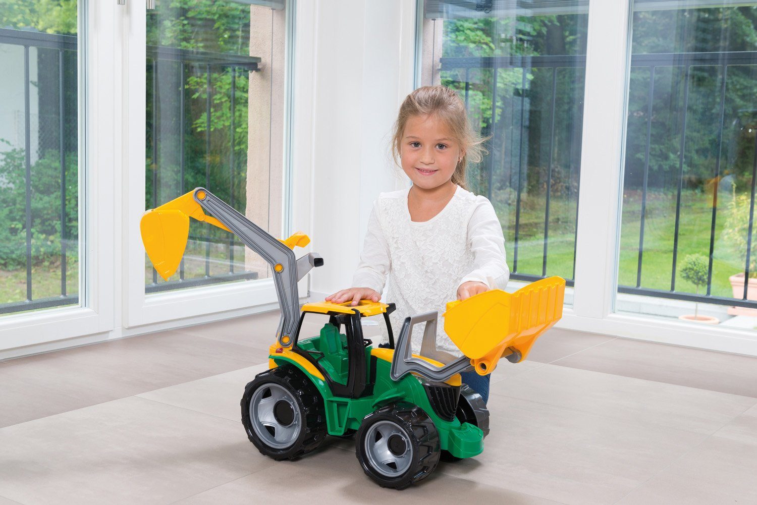 Lena® Speelgoed-tractor Giga Trucks met graafarm en voorlader, made in europe