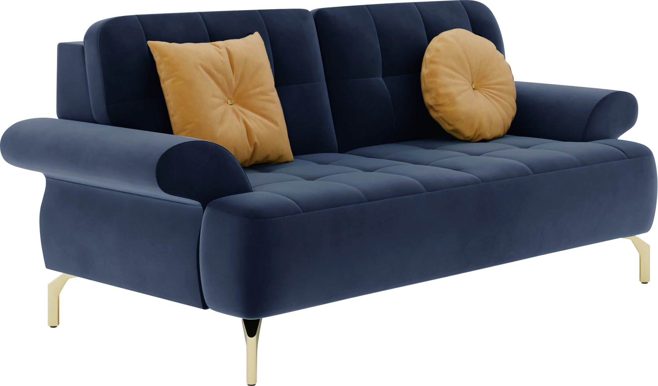 sit&more 2-zitsbank Orient 1 incl. 2 sierkussens met strassteentjes, goudkleurige metalen poten