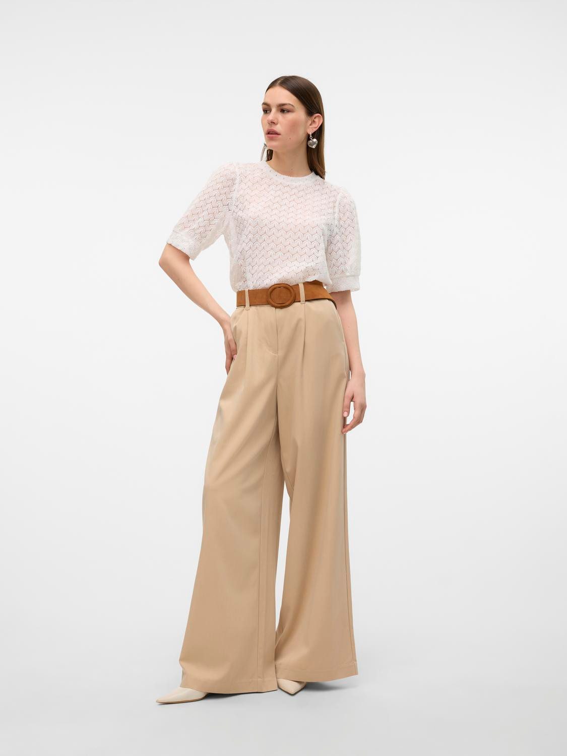 Vero Moda Shirt VMBECCA LACE SS O-NECK TOP JRS GA NOOS