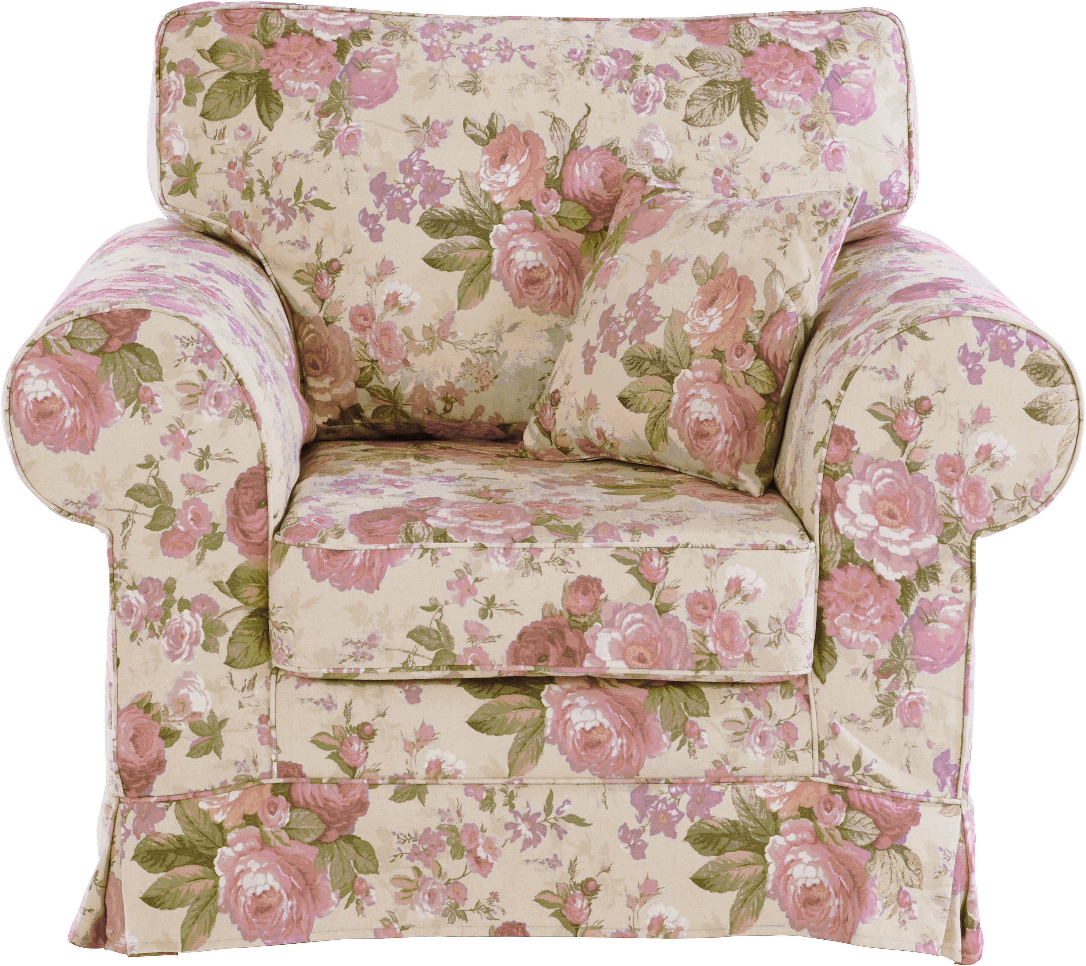 Home affaire Fauteuil Shadmoor Hoezen-look, in uni of met bloemenprint, passend bij de Shadmoor-serie